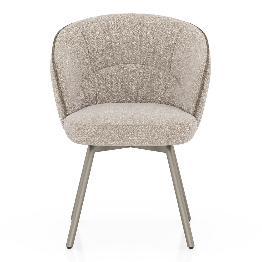 Calix Swivel Metal Dining Chair Set of 2 in Beige Fabric