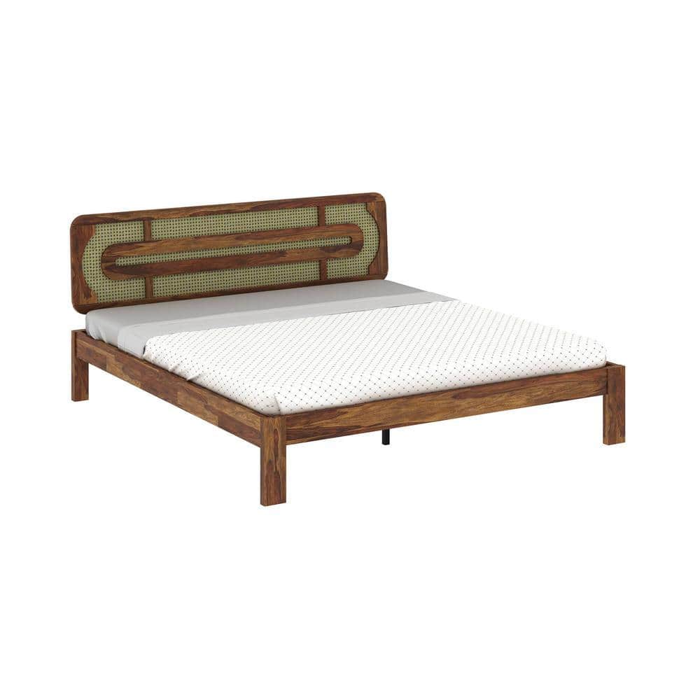 Seaside Solid Wood King Size Non Storage Bed In Provincial Teak Finish