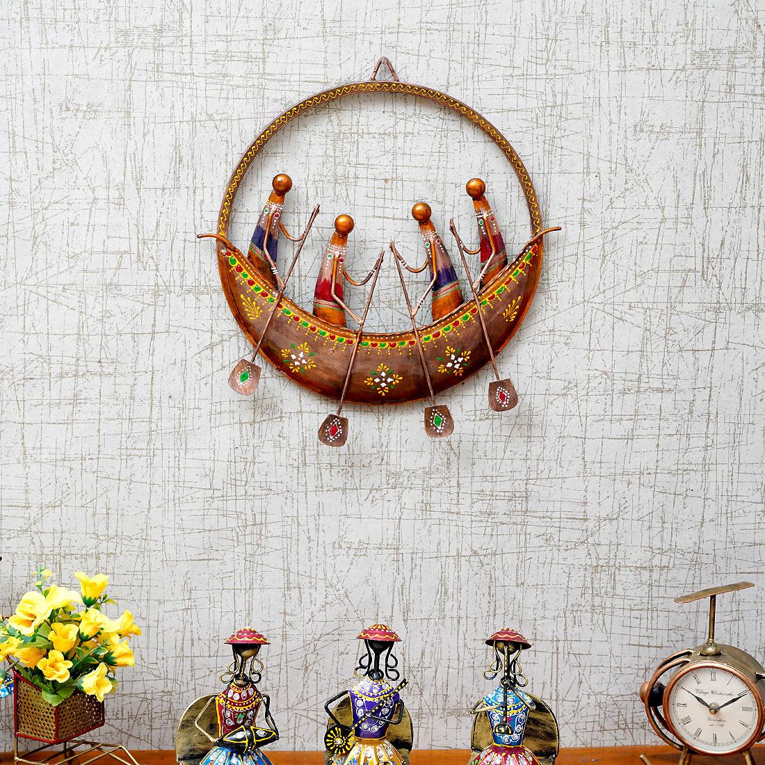Desert Art Golden Metal Boat Wall Hanging-image-22