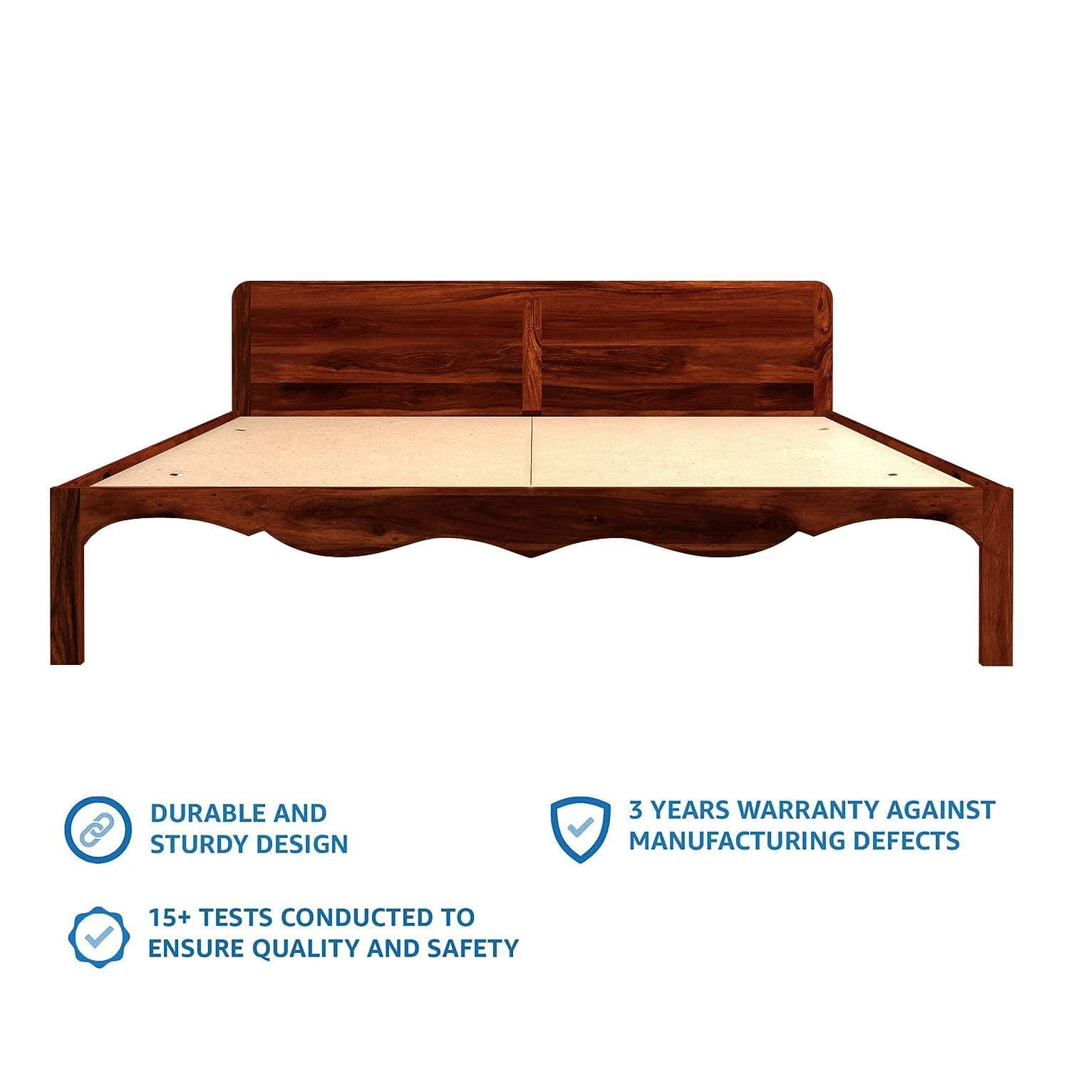 Isabella Solid Wood King Size Non Storage Bed In Honey Oak Finish