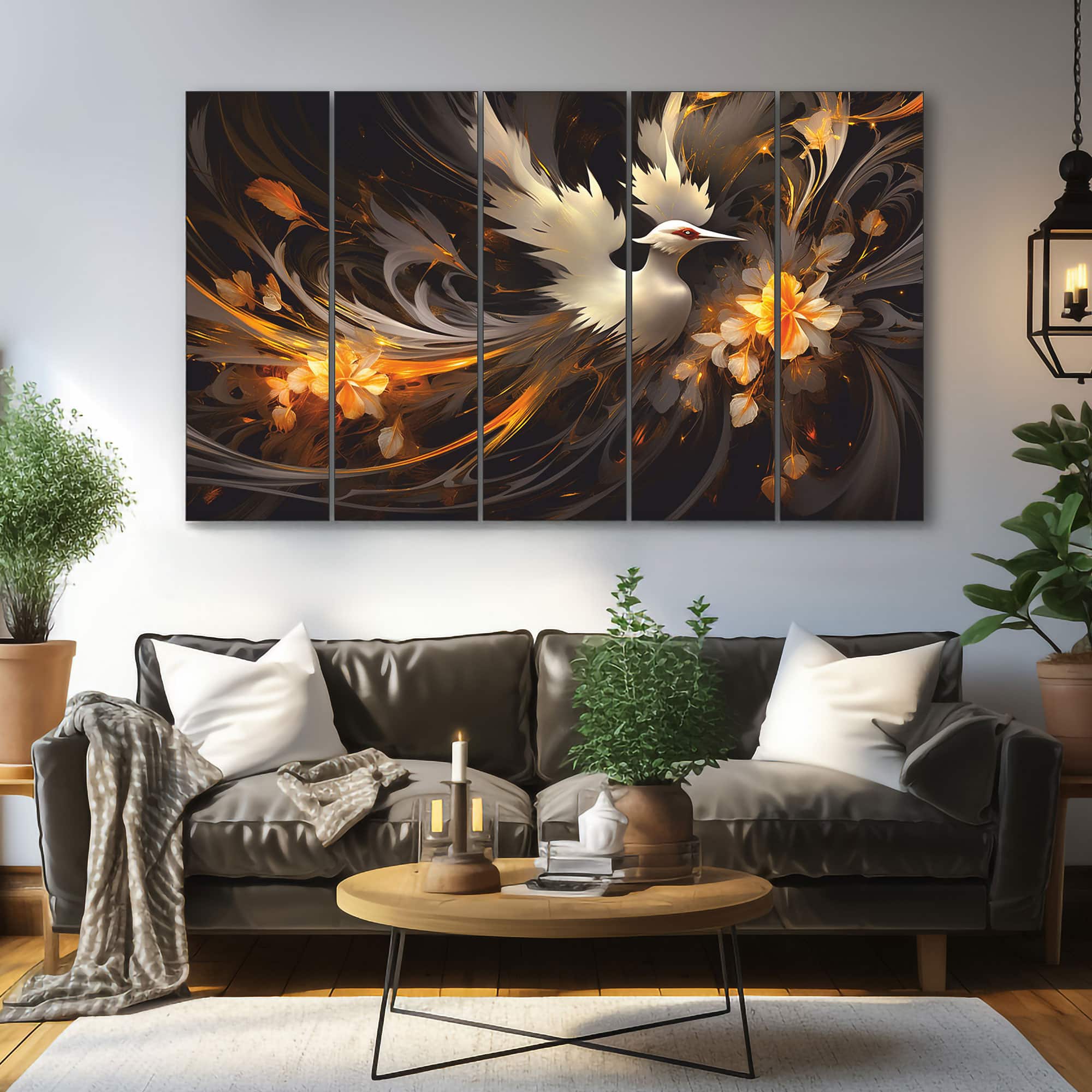 The Castle Decor Beautiful Bird Wall Art Set of 5 27x48 Inch - The Castle Decor