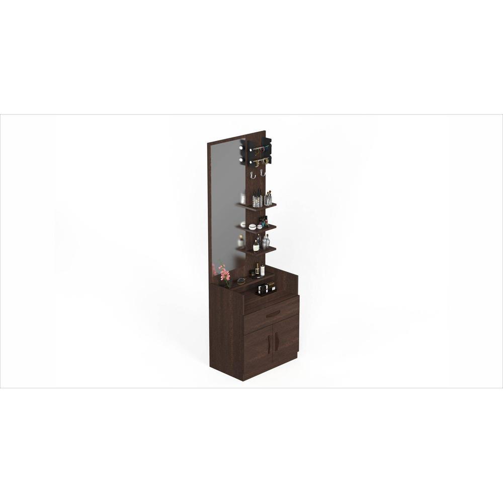Darci Engineered Wood Dressing Table Mirror with Shelves, Bangle Holder & Hooks (Wenge)
