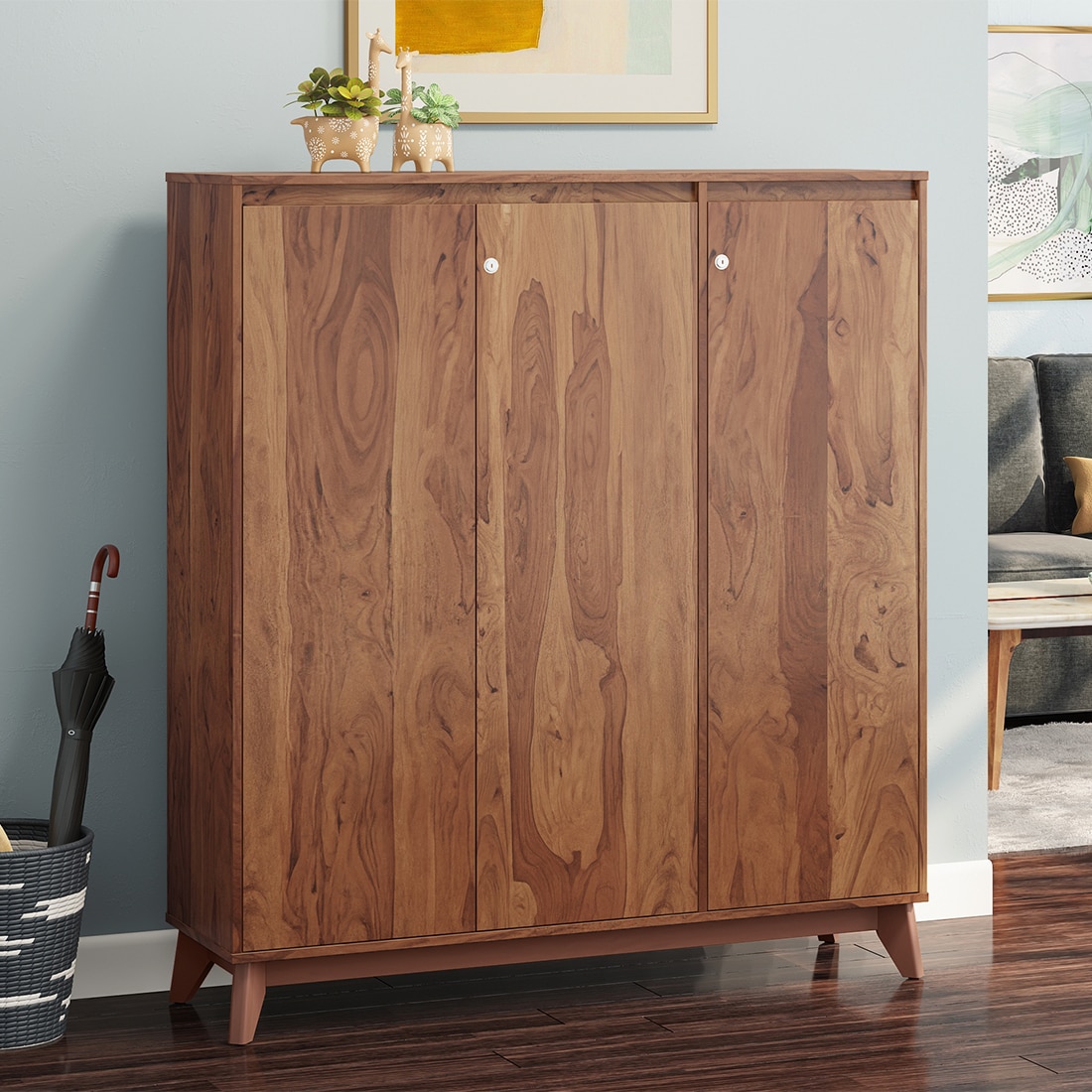 Webster 32 Pair Shoe Rack in Sheesham Finish