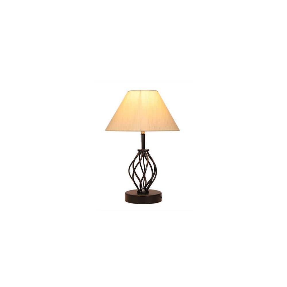 Jane off-white cotton Table lamp with Iron Base
