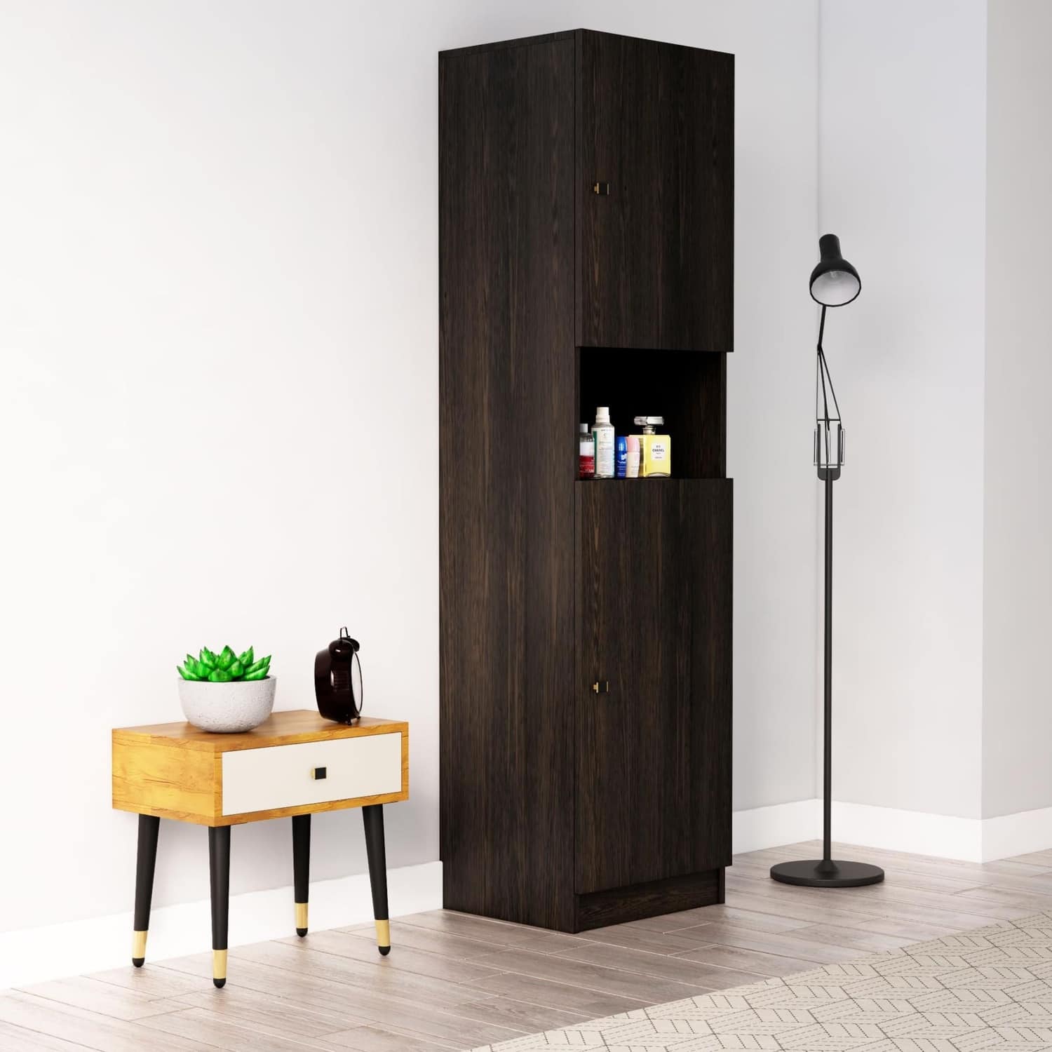 Hexa Red Wooden 2 Door Wardrobe with Hanging Space in Flower Wenge Colour - HexaRed
