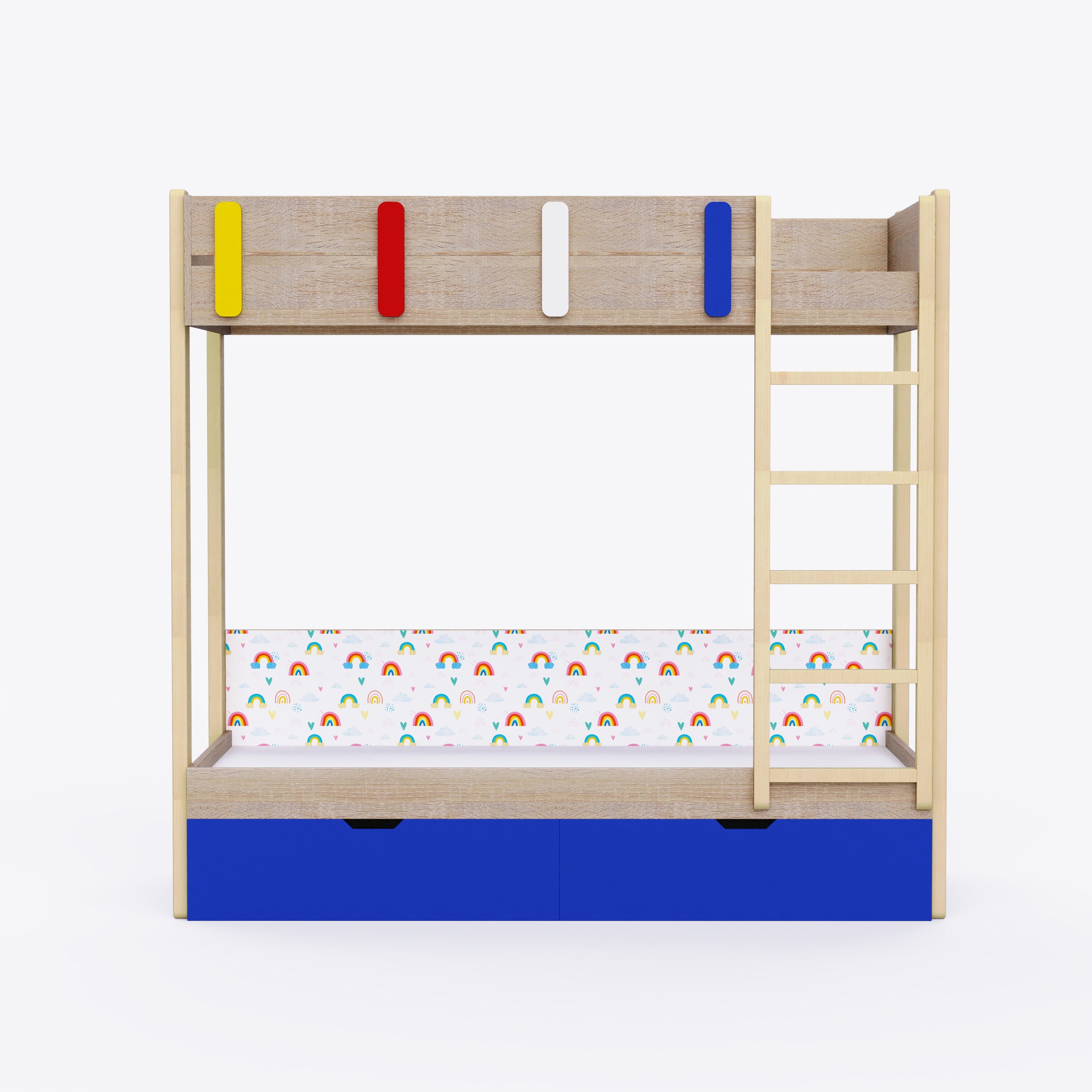Pine Tree Single Size Bunk Bed In Electric Blue Colour