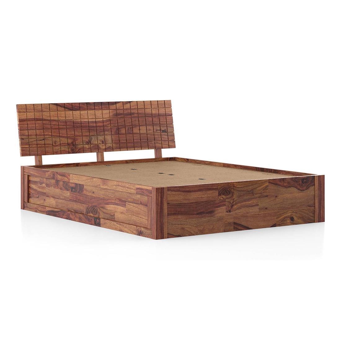 Valencia Solid Wood Queen Size Box Storage Bed In Teak Finish