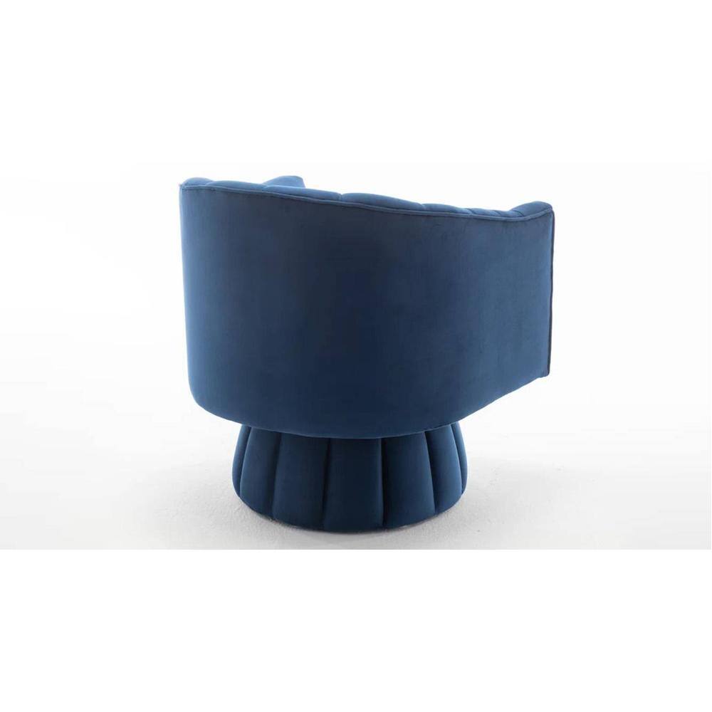 Morrow Swivel Solid Wood Round Chair in Navy Blue Colour