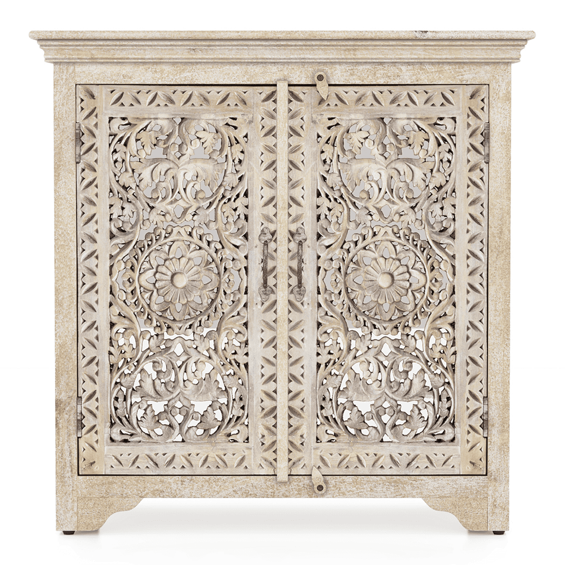 Anokhi Solid Wood Sideboard In Rustic White Finish