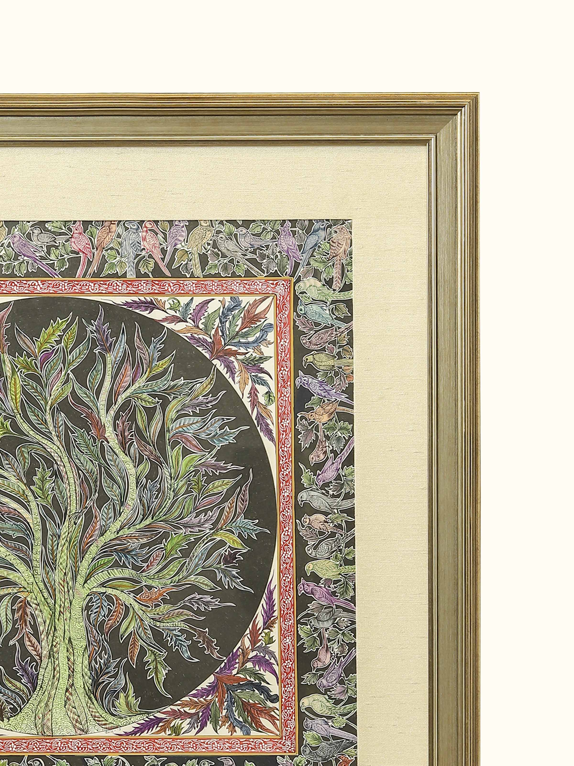 Tree with Bird Boarder Miniature Painting