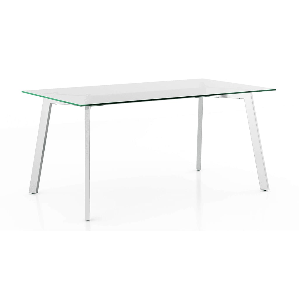 Carmen 6 Seater Glass Top Dining Table In Silver Finish