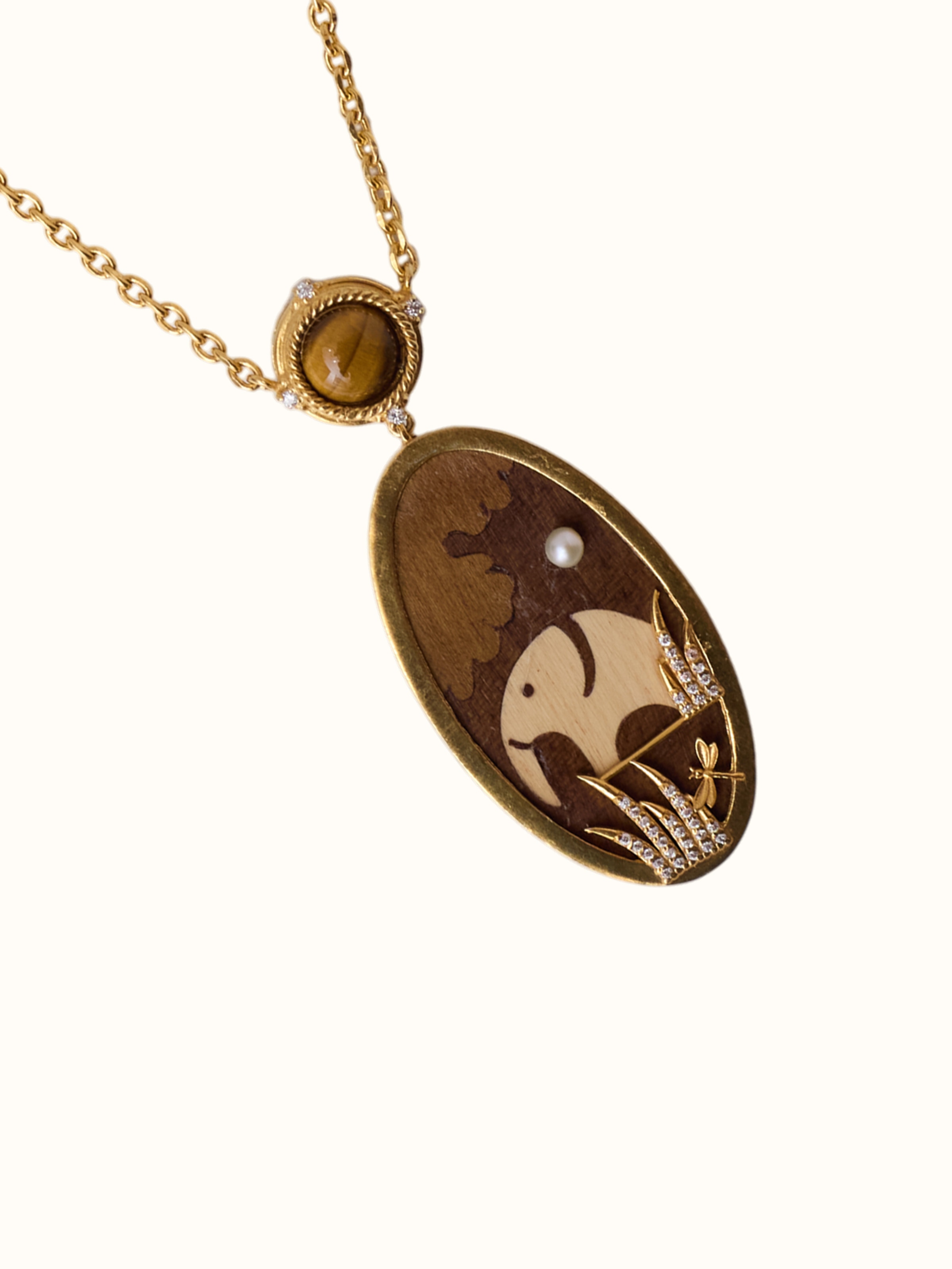 Rosewood Inlaid Silver Pendant & Chain