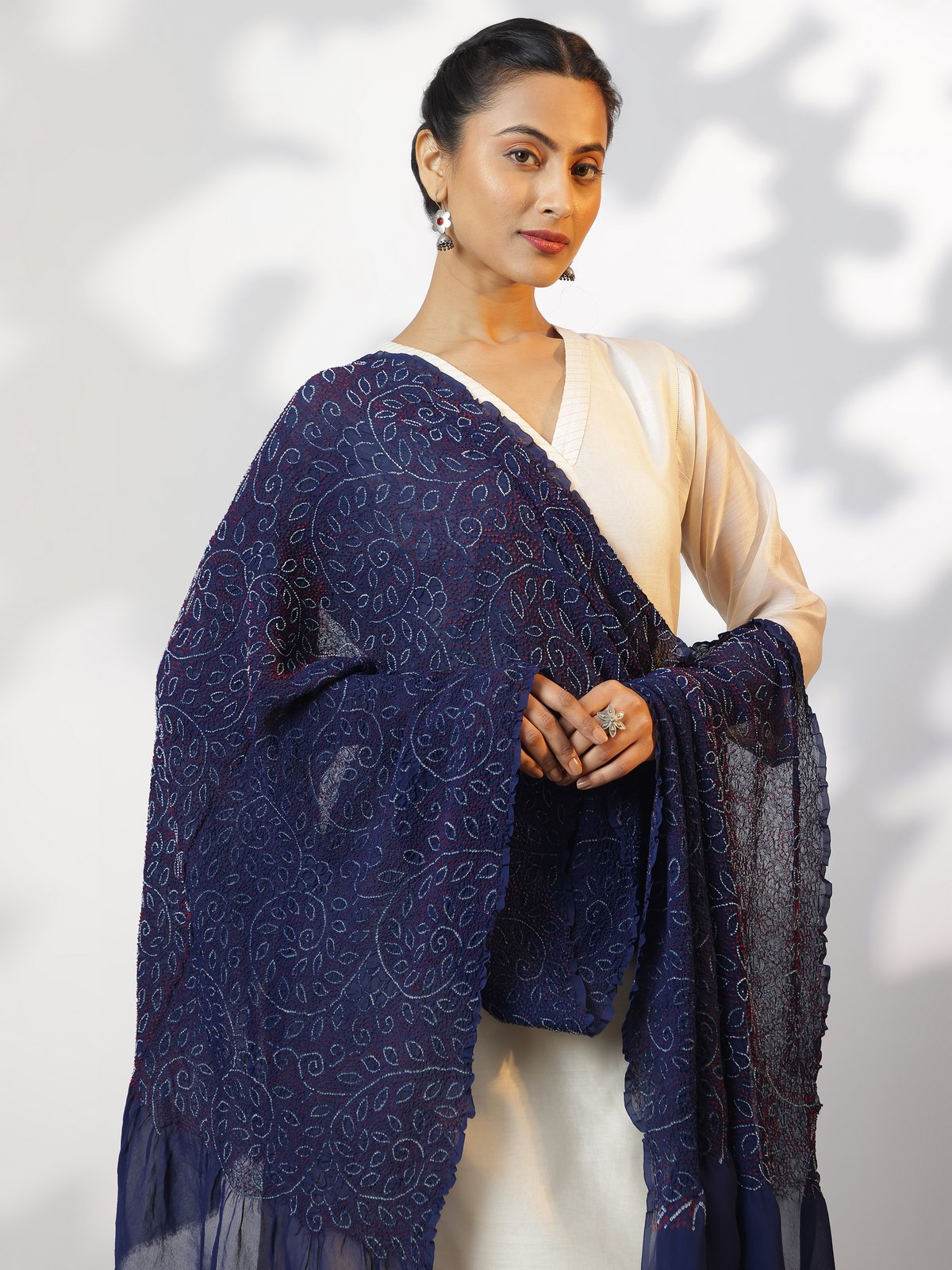 Indigo Georgette Bandhani Tie & Dye Dupatta