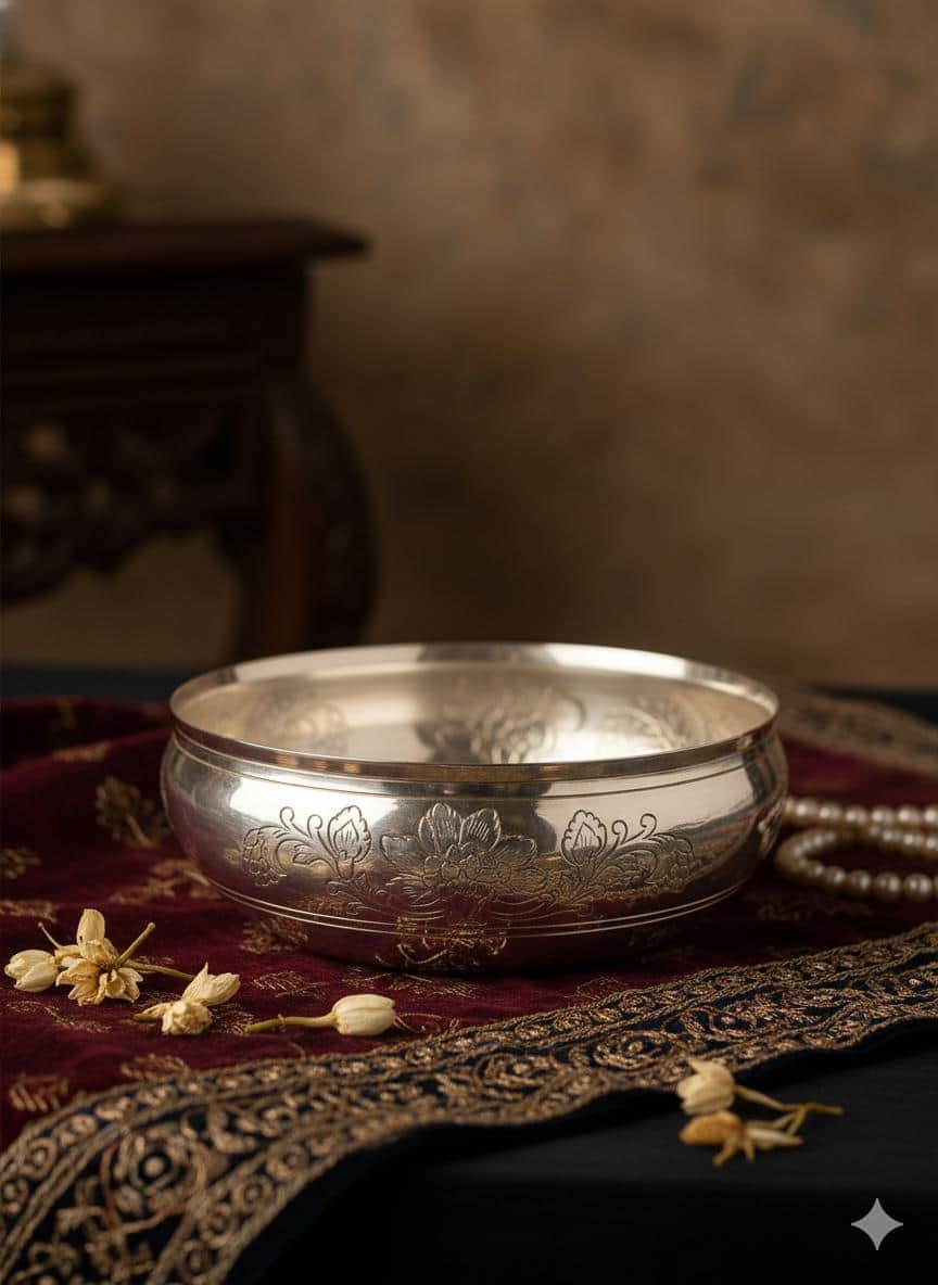 Kalamkari Silver Dinner Bowl