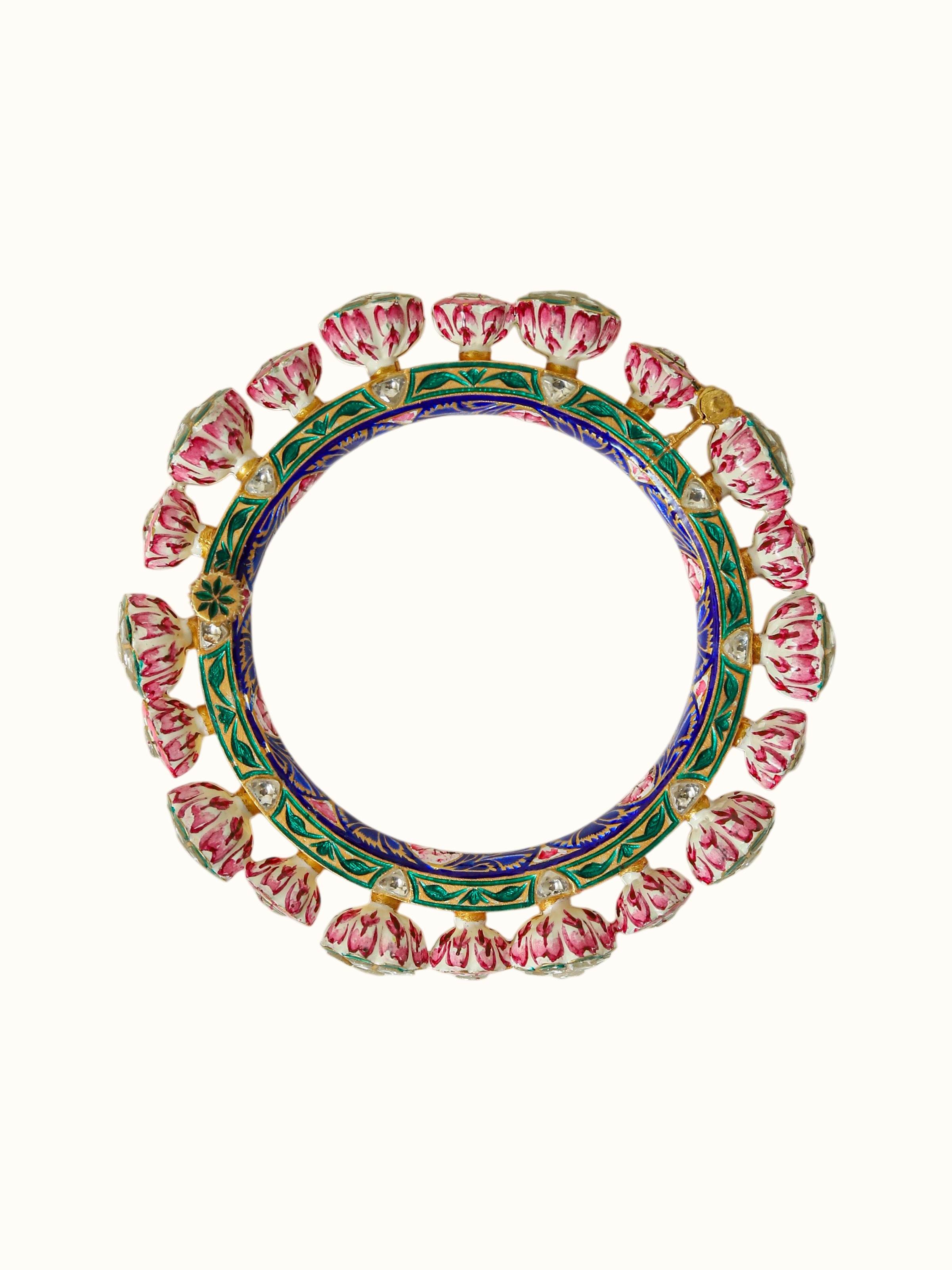 detail view of meenakari nathdwara silver gold plated bangle design