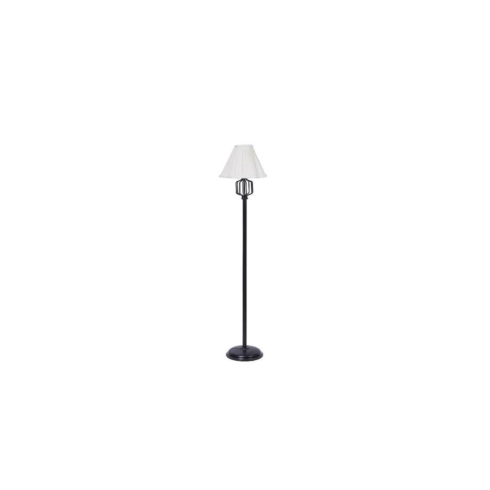 Wren Off White Fabric Floor Lamp with Black Iron Base