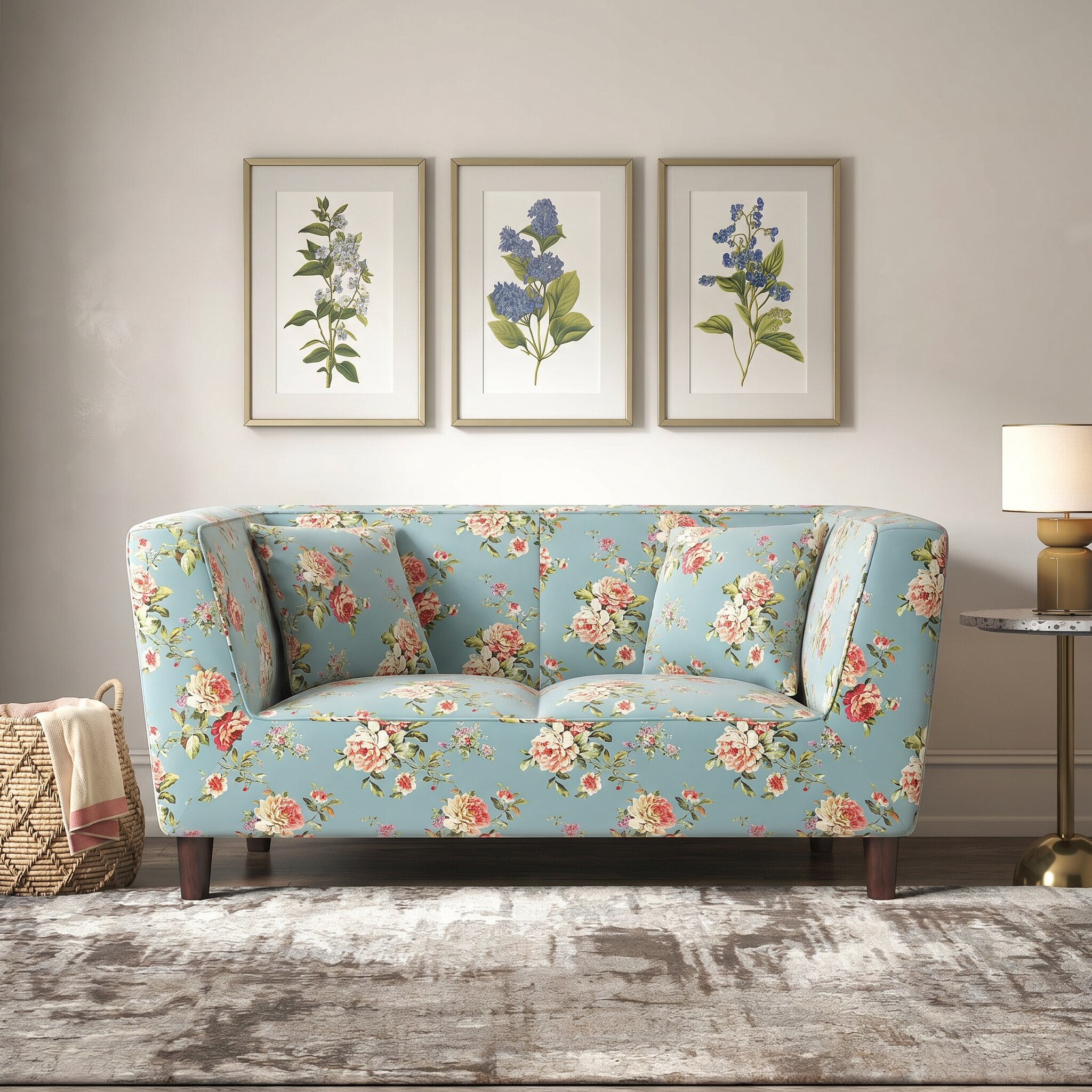 Janet 2 Seater Fabric Loveseat In Dusty Teal Glamour Colour-image-9