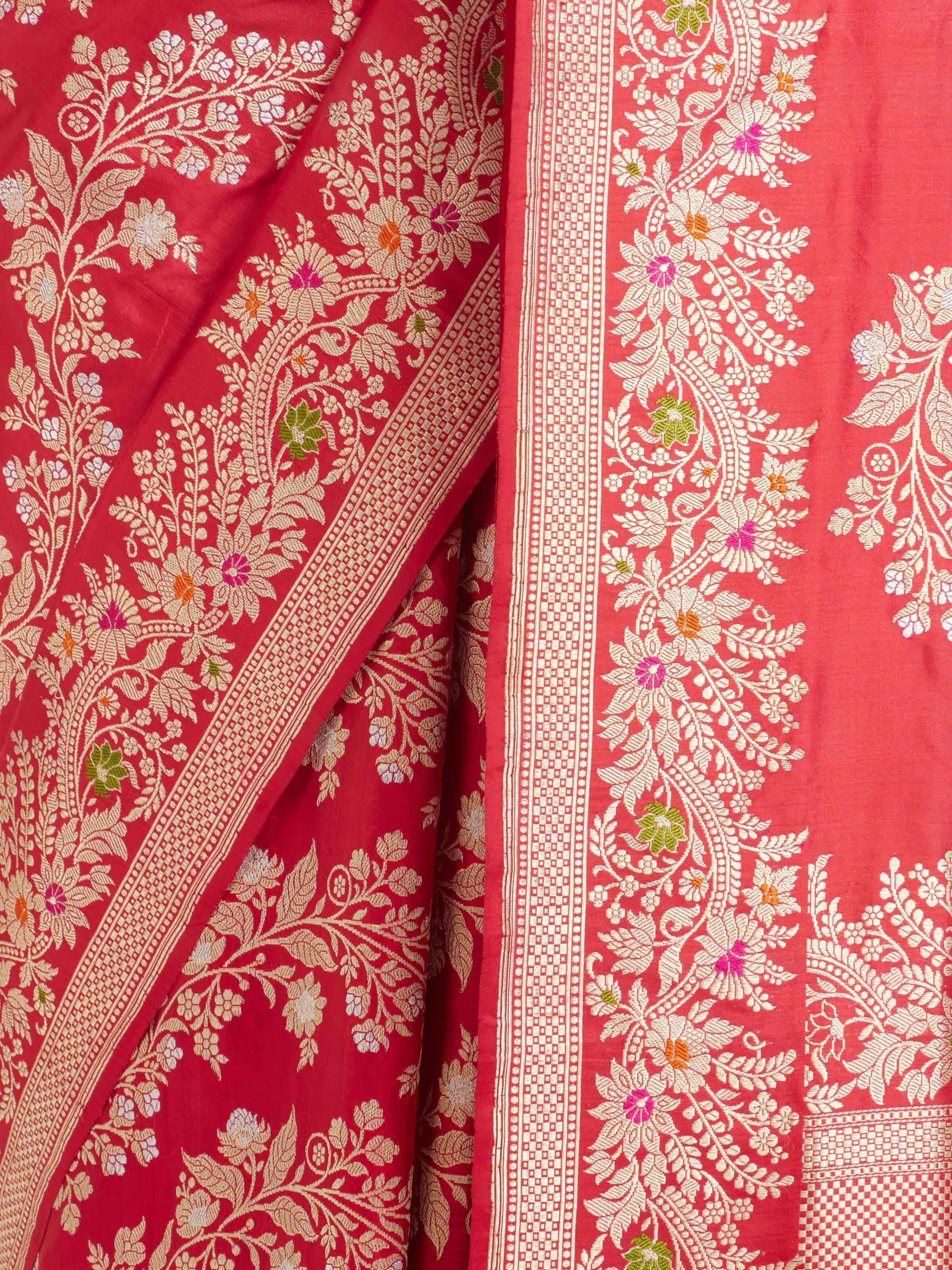 Red Banarasi Silk Kadwa Jaal Saree