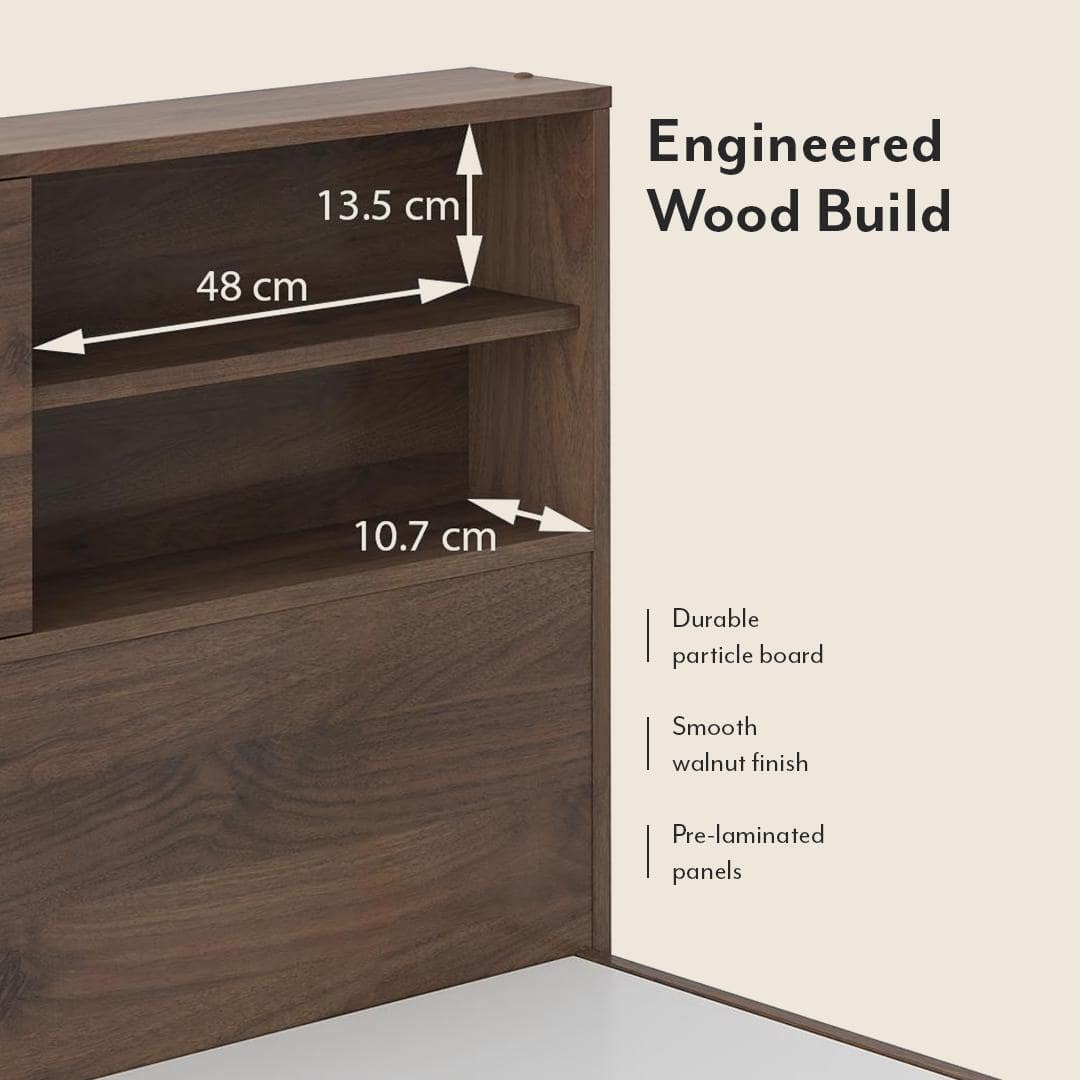 Amy Engineered Wood Single Size Box Storage Bed In Classic Walnut Finish