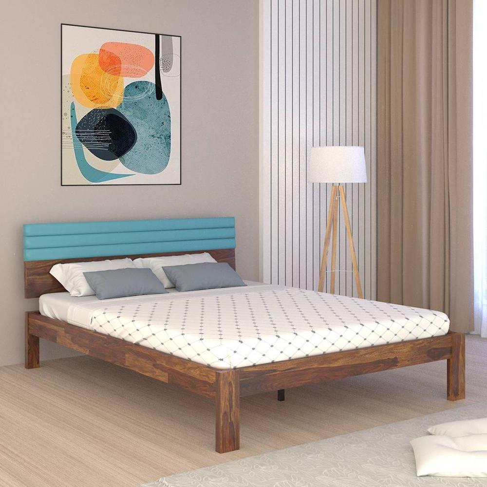 Woodland Solid Wood Queen Size Non Storage Bed In Provincial Teak Finish