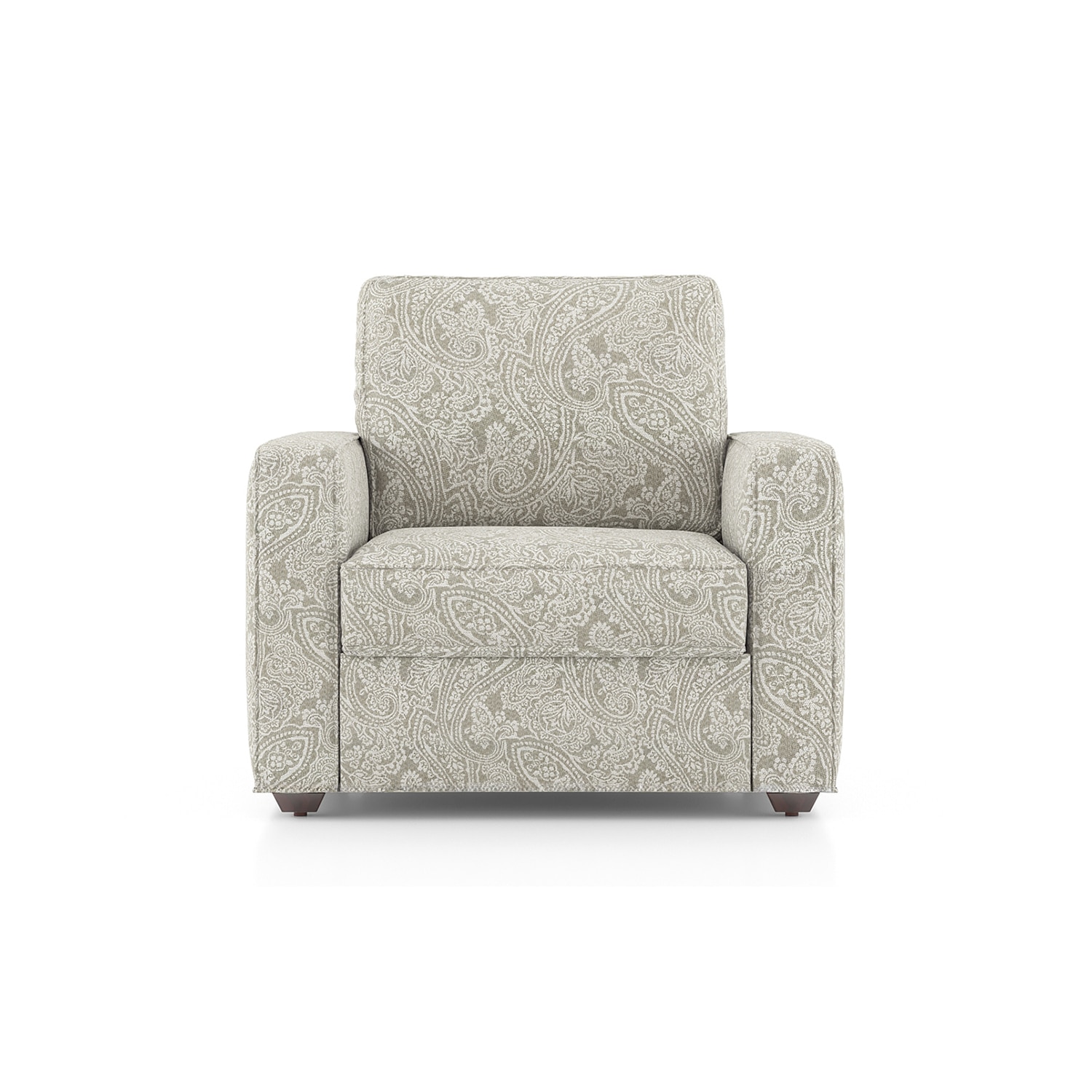 Apollo High Back 1 Seater Fabric Sofa in Monochrome Paisley Colour - Urban Ladder