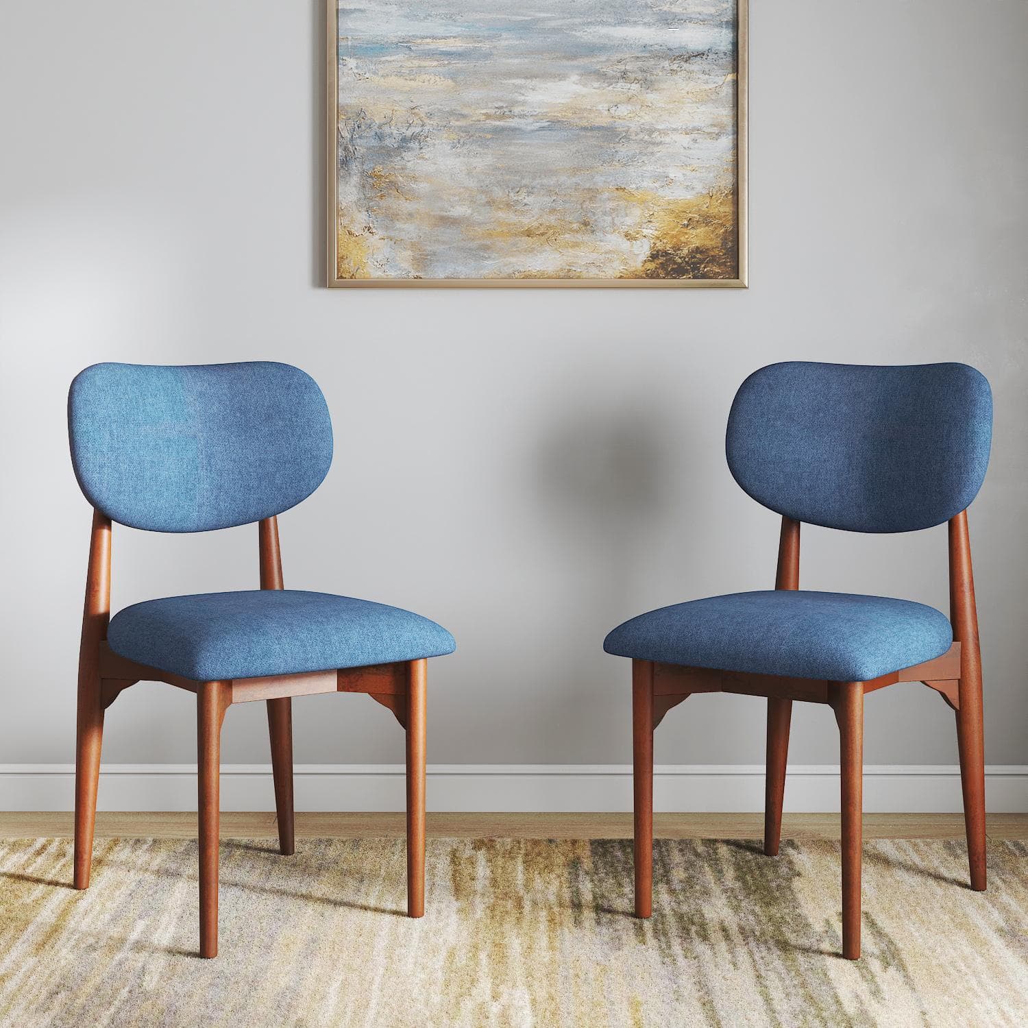 Ollie Solid Wood Dining Chair Set of 2 in Honey Finish