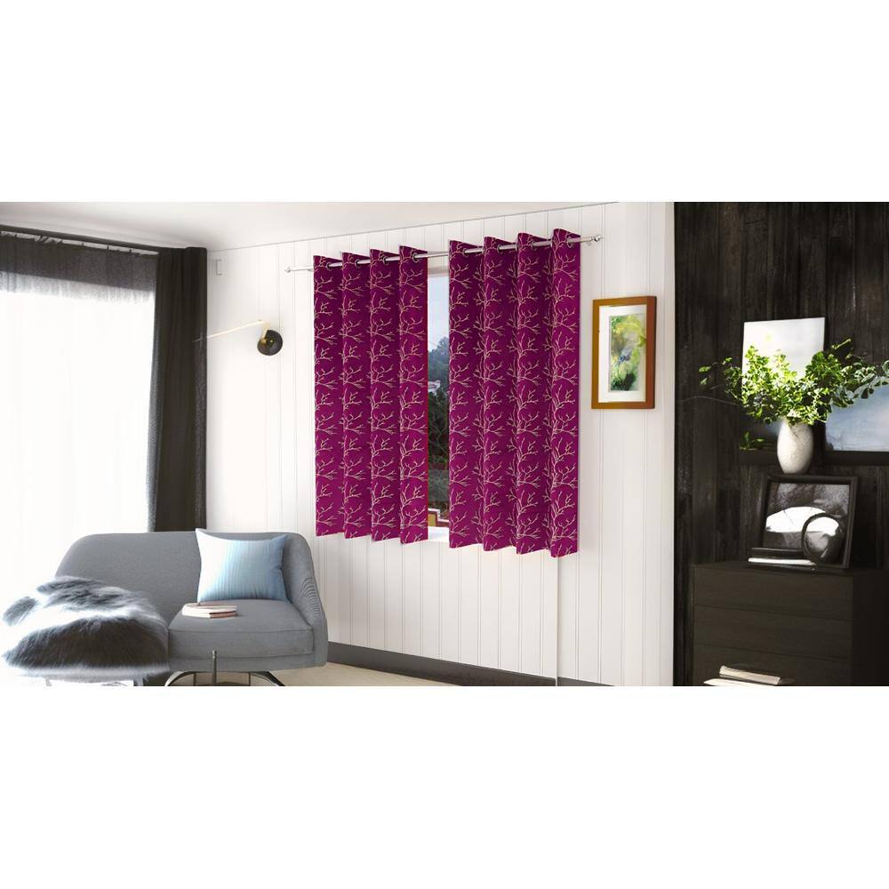 Golden Velvet Abstract Pack of 2 Pieces Blackout Window Curtain