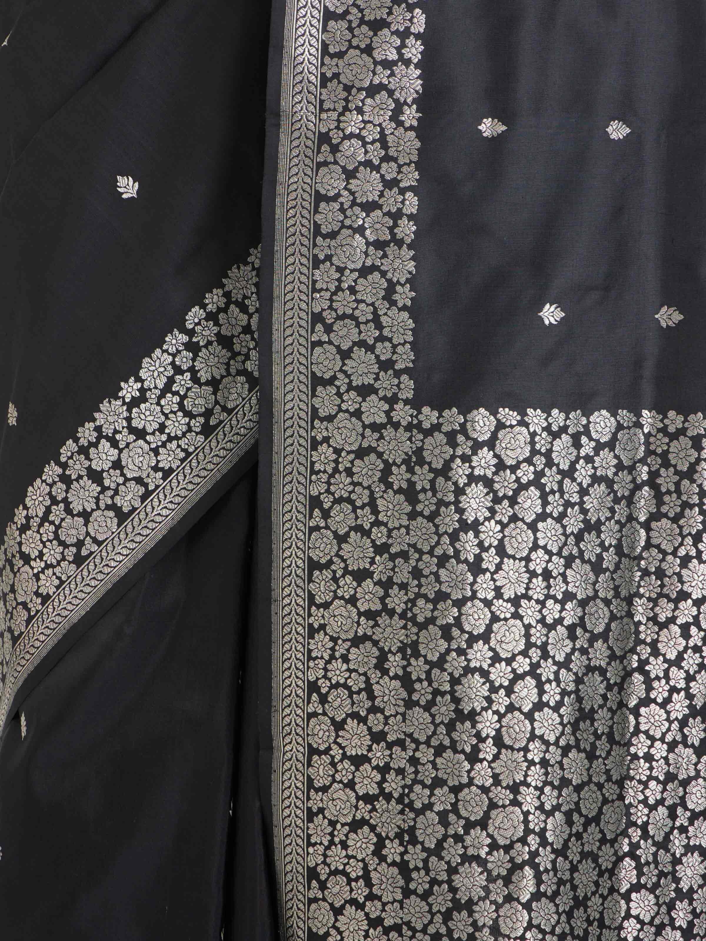 Black Banarasi Kadhwa Silk Saree