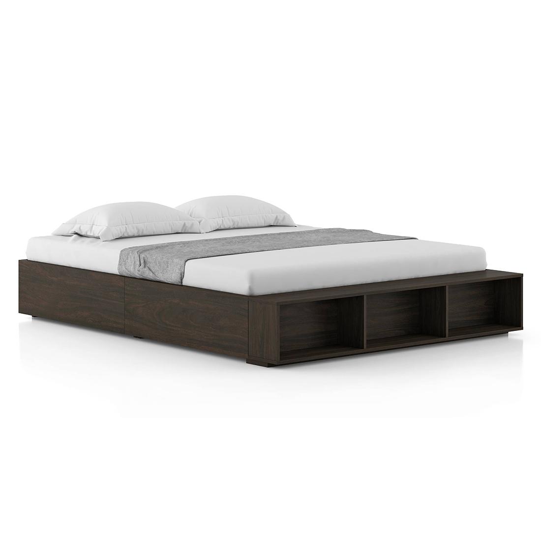 Toshi Engineered Wood Queen Size Drawer And Box Storage Bed In Rustic Walnut Finish