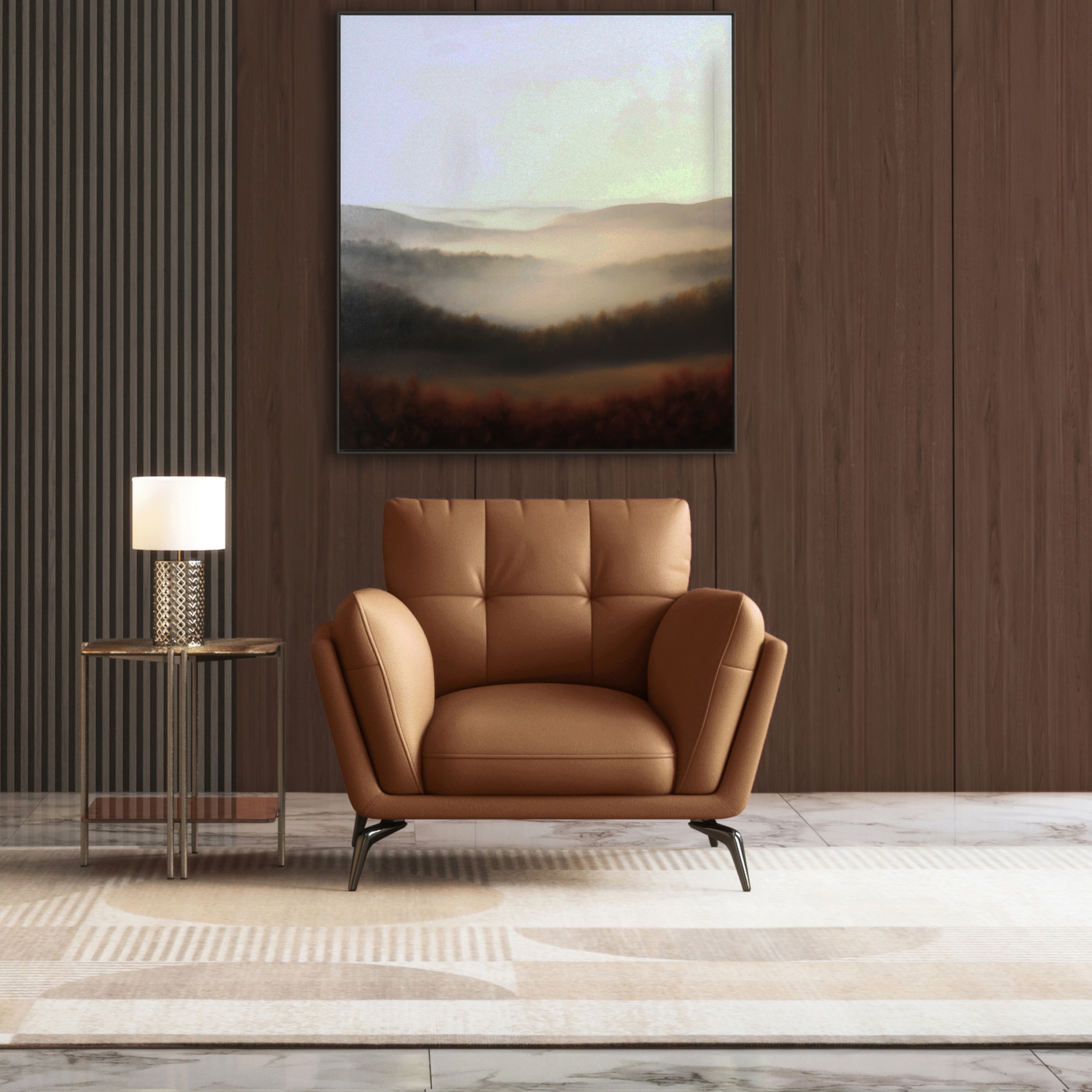 Vetra 1 Seater Leather Sofa In Pecan Brown Colour