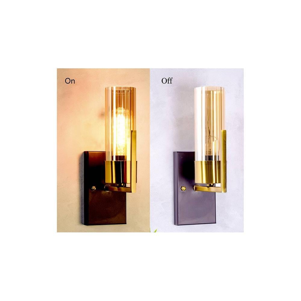 Brass Grove Amber Glass Wall Light