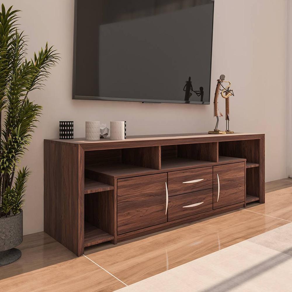 Yuko TV Unit with Two Drawers in Columbia Walnut Finish