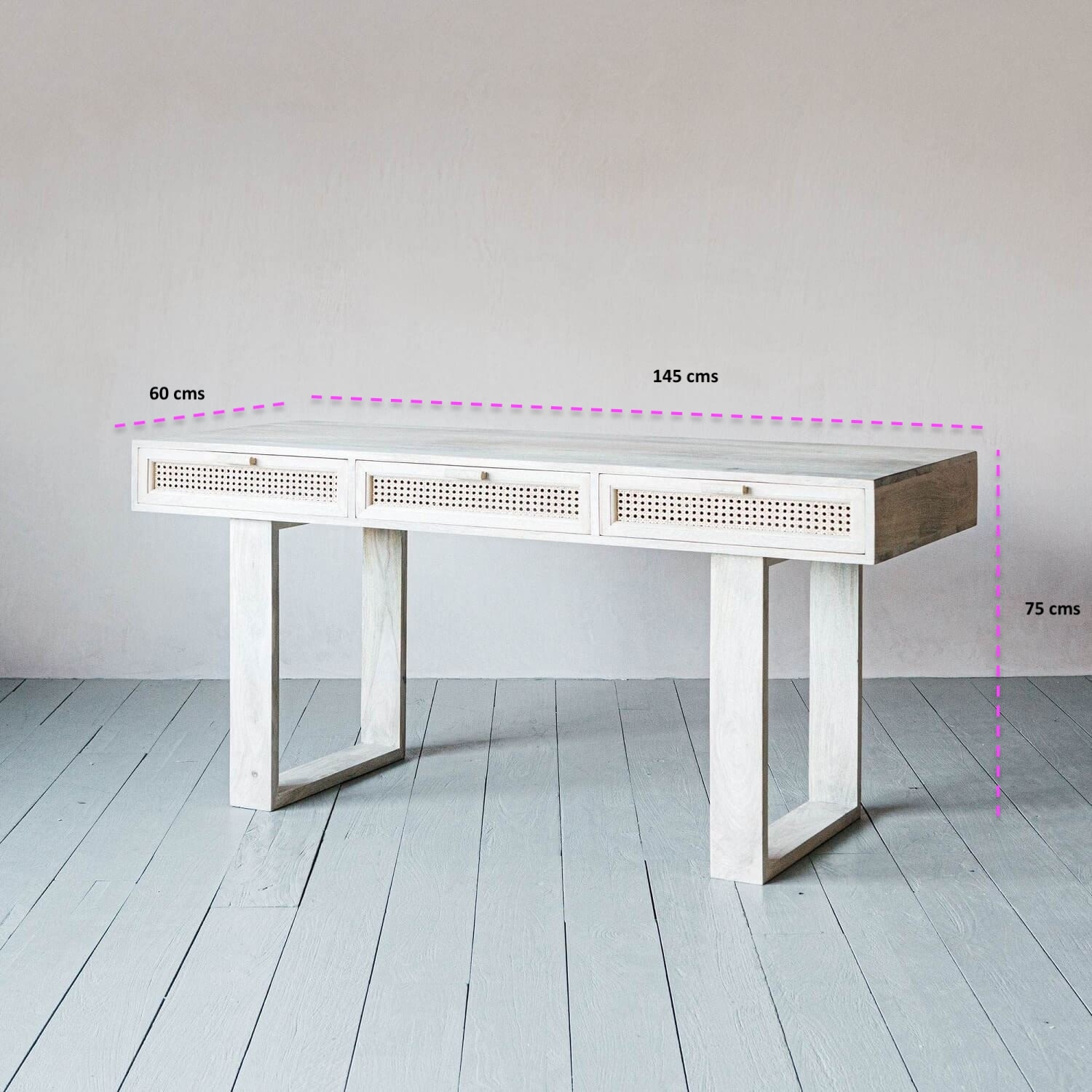 Atlanta Solid Wood Study Desk in White Finish