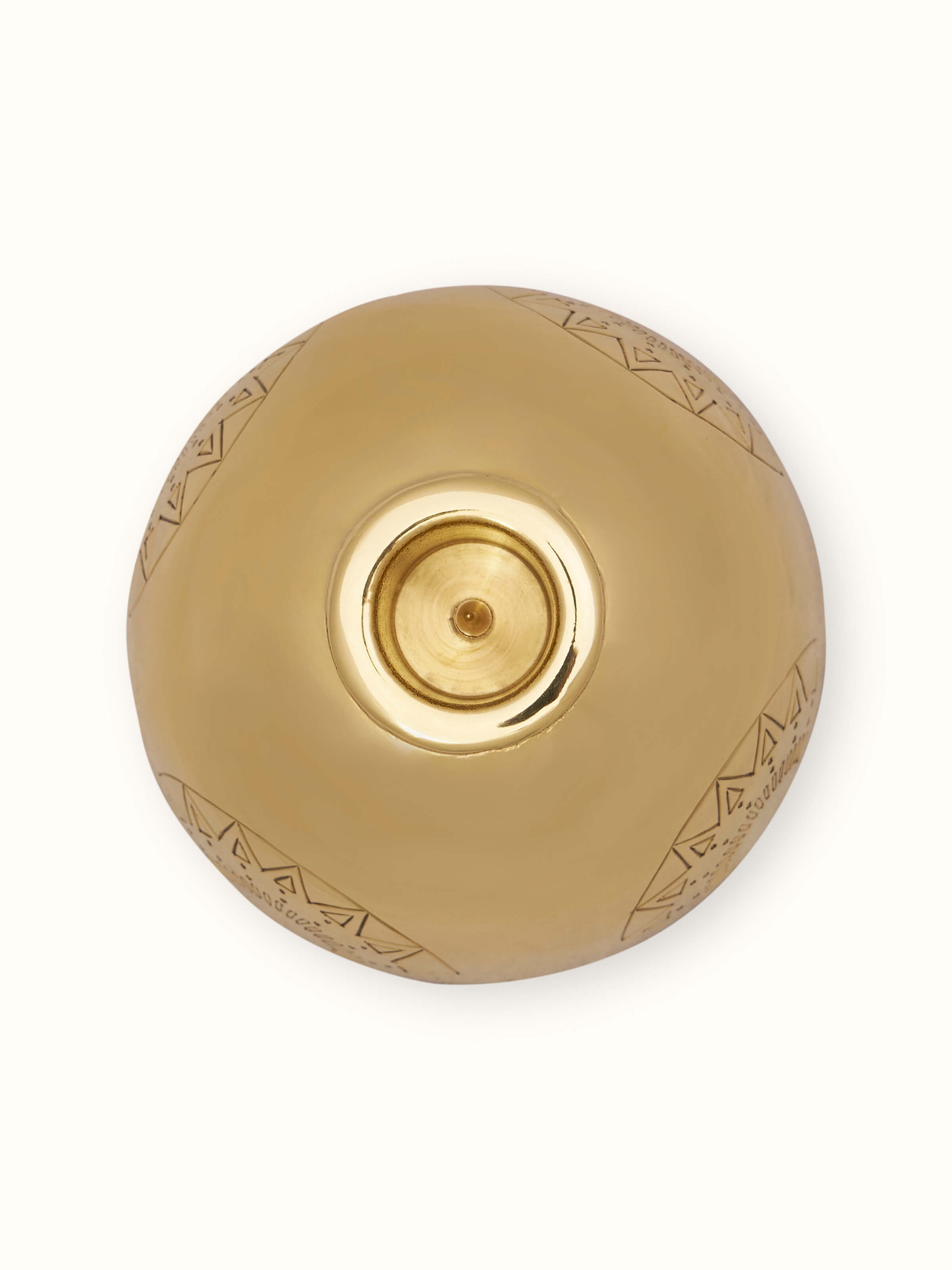 Detailed view of Brass Candle Stand Green Color with a focus on the intricate patterns and polished brass