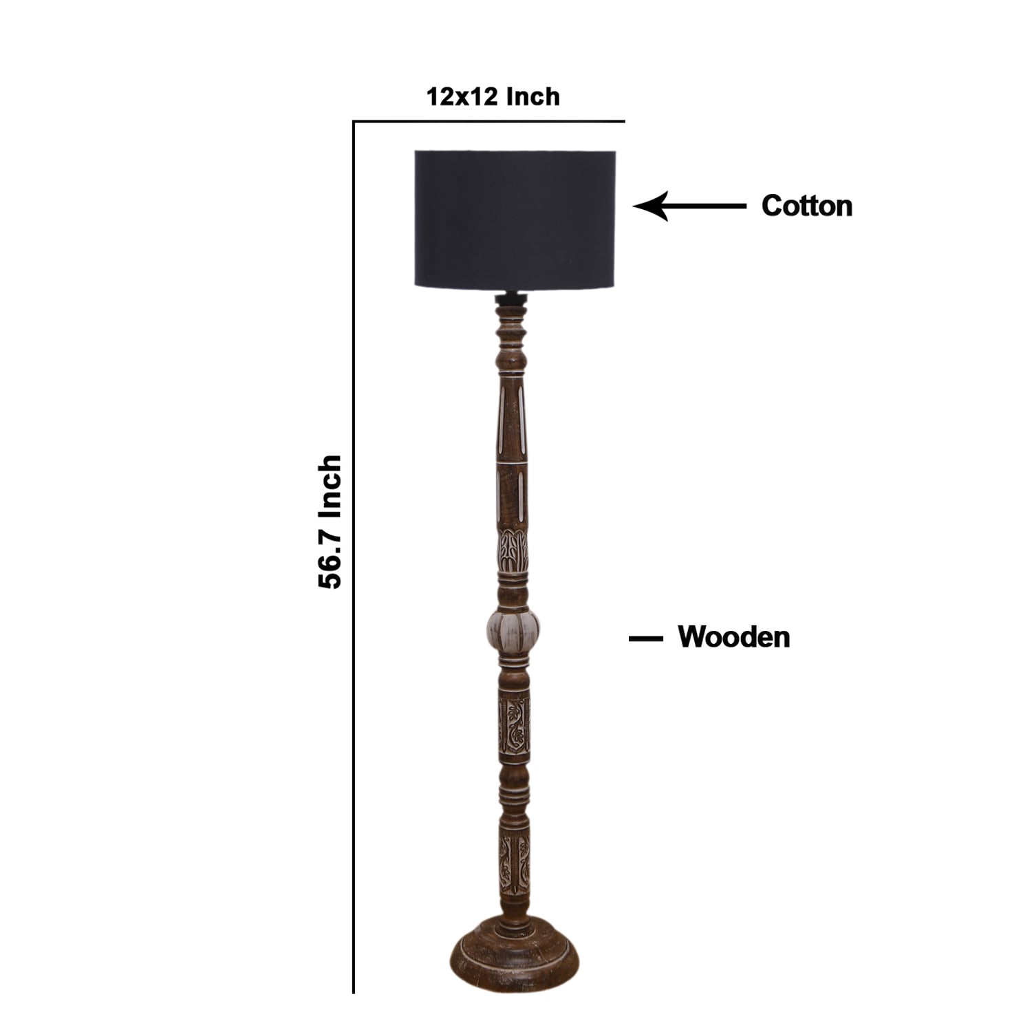 Devansh Wooden Floor Lamp