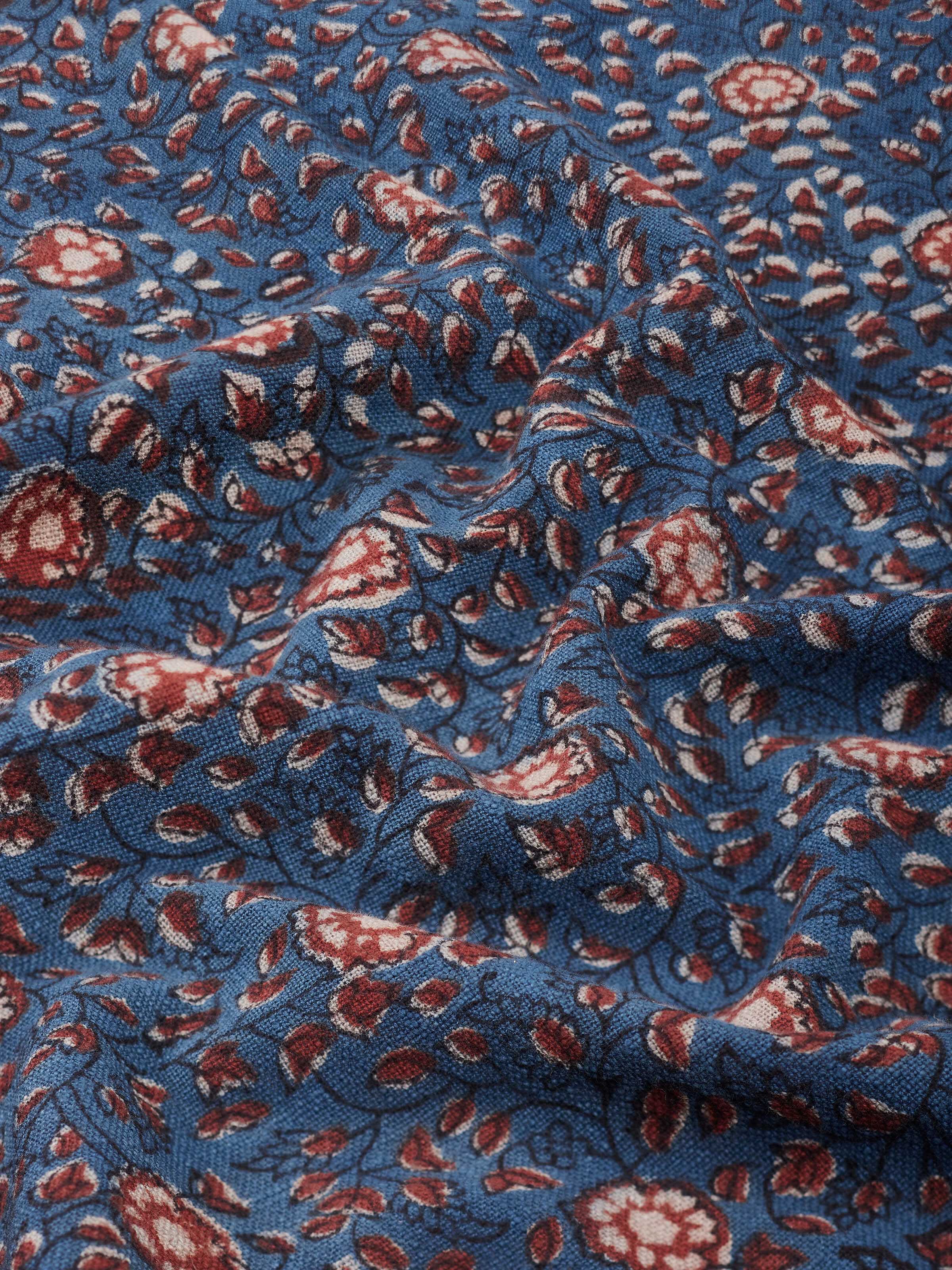 Puspita Indigo Cotton Dabu Hand Block Printed Table Cover 6 Seater