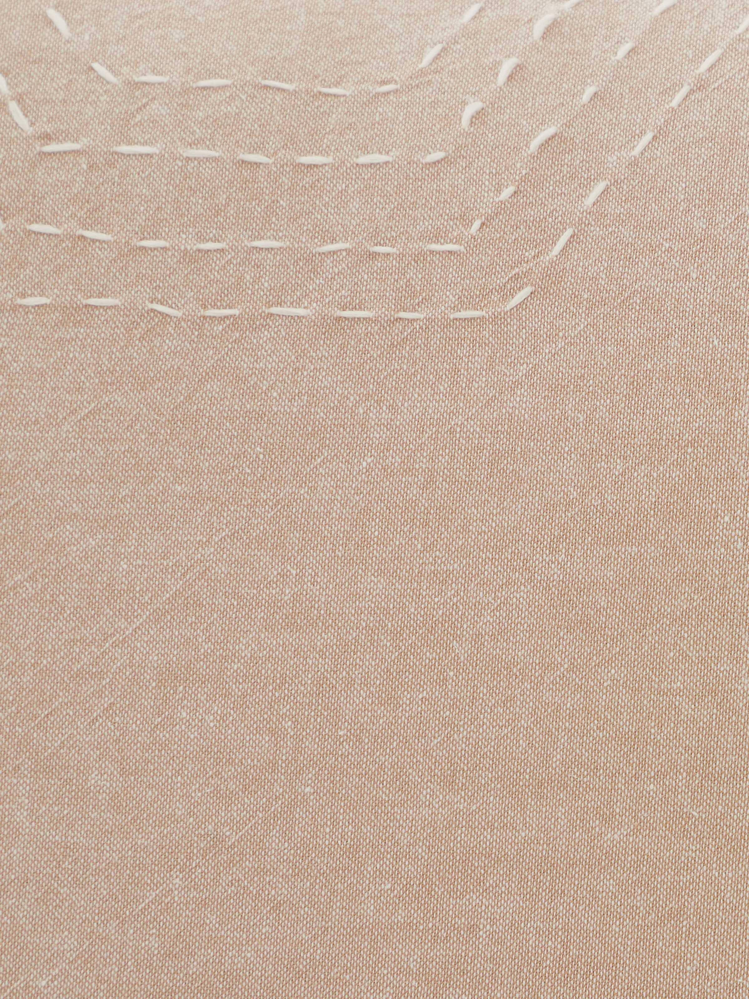 Side detail view of Kahani Brown Cotton Pillow Shams showcasing textured stitching and traditional craftsmanship