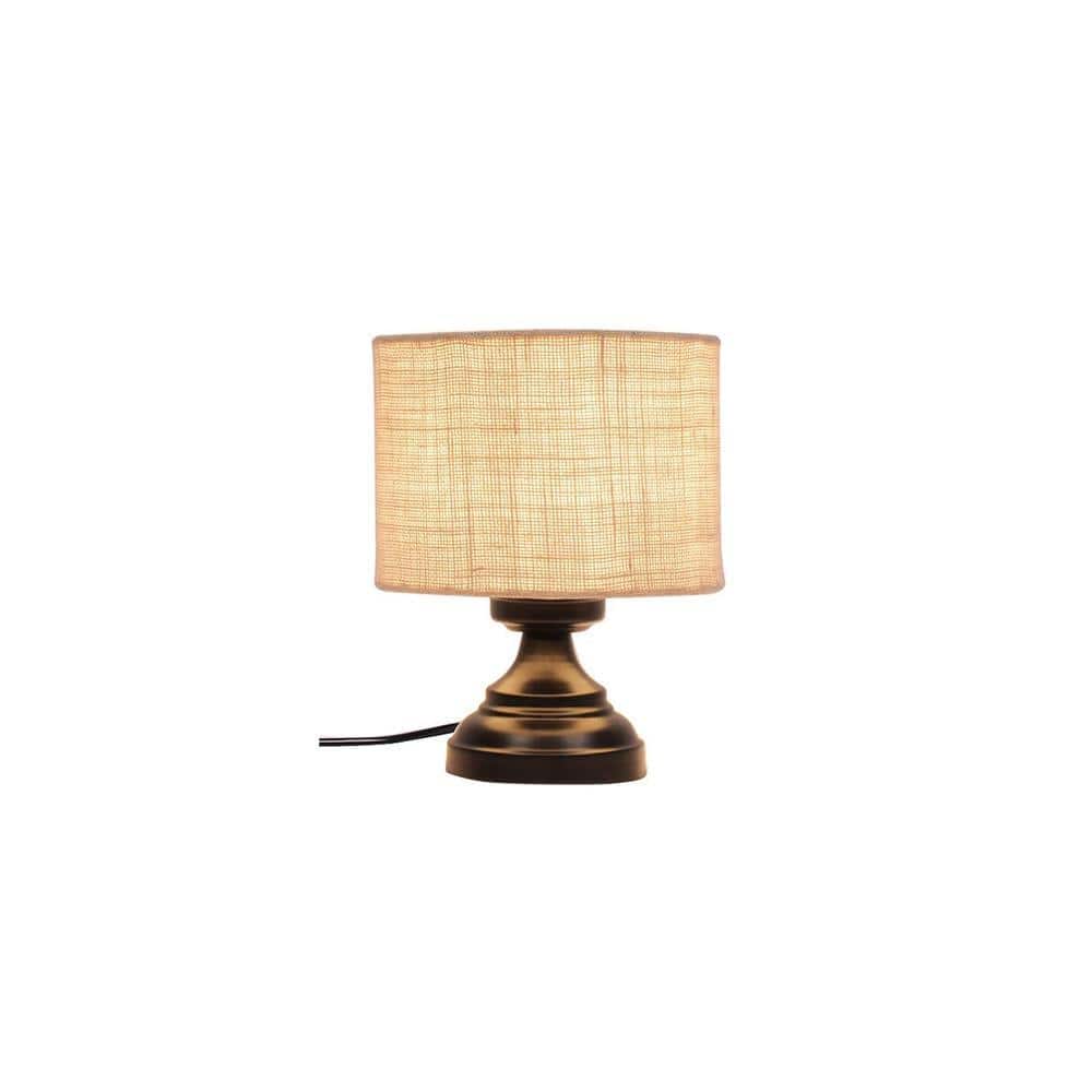 Raeburn White Natural Fiber Shade Table Lamp with Black Iron Base