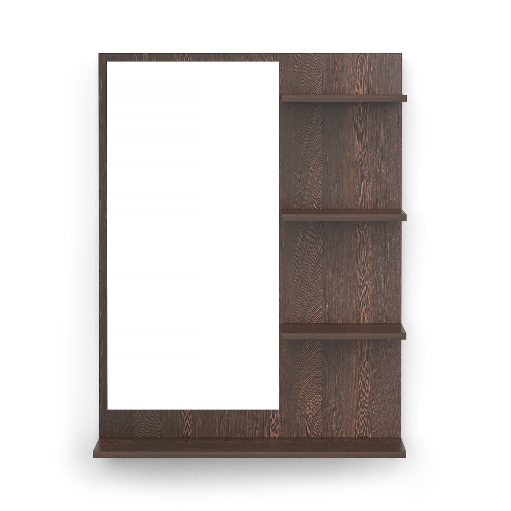 BLUEWUD Rico Mini Engineered Wood Wall Mount Dressing Table Organizer Makeup Vanity with Mirror Storage Shelves for Bedroom Home Furniture (Wenge)