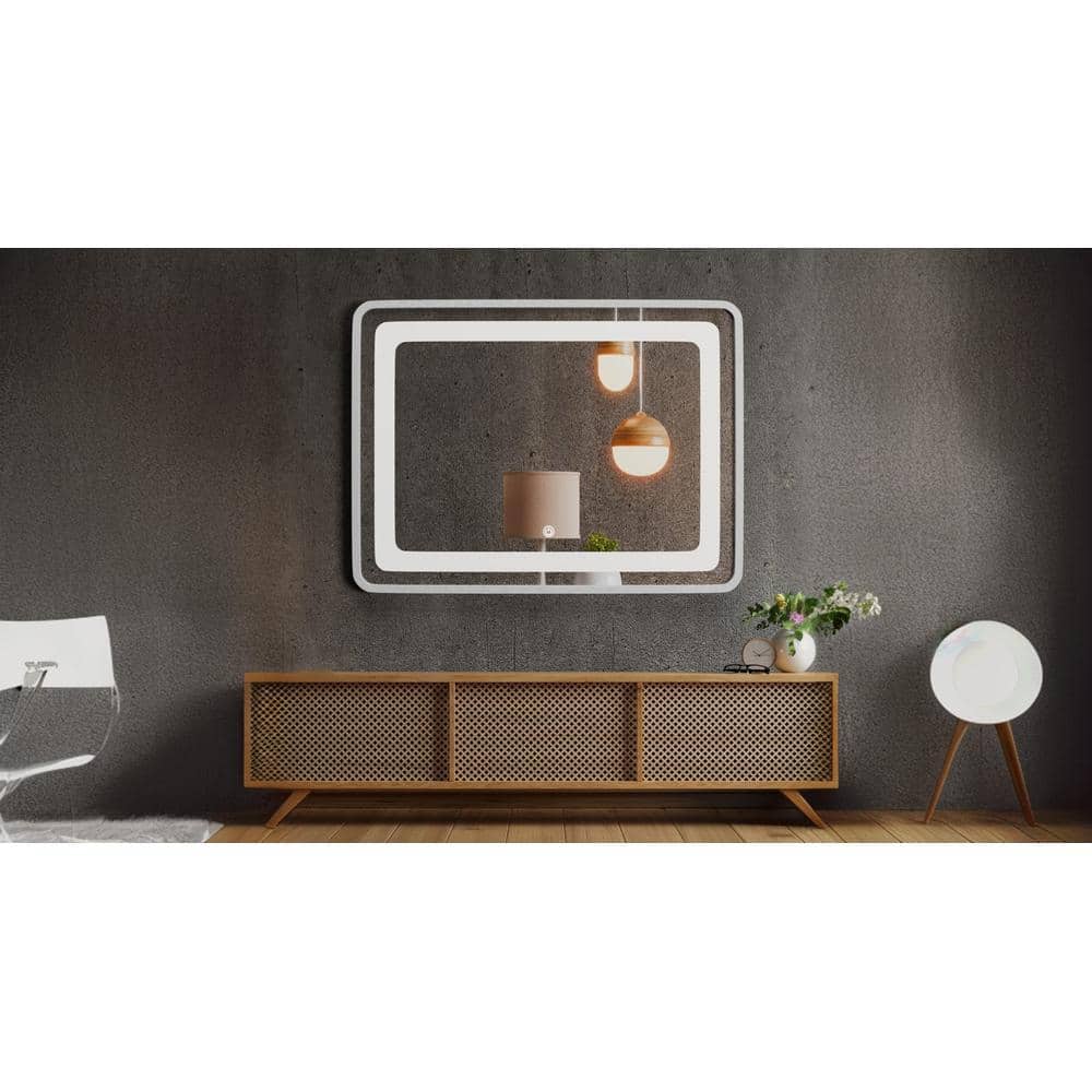 Aluminium LED Rectangular Decorative wall mirror by elegant arts and frames (Mirror size 24X18mm)