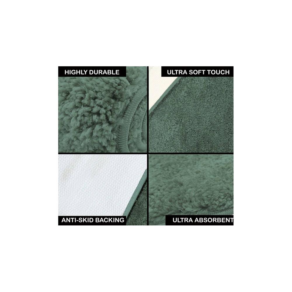 Lia Green Solid Natural Fiber 24x16 inches Anti-Skid Bath Mat