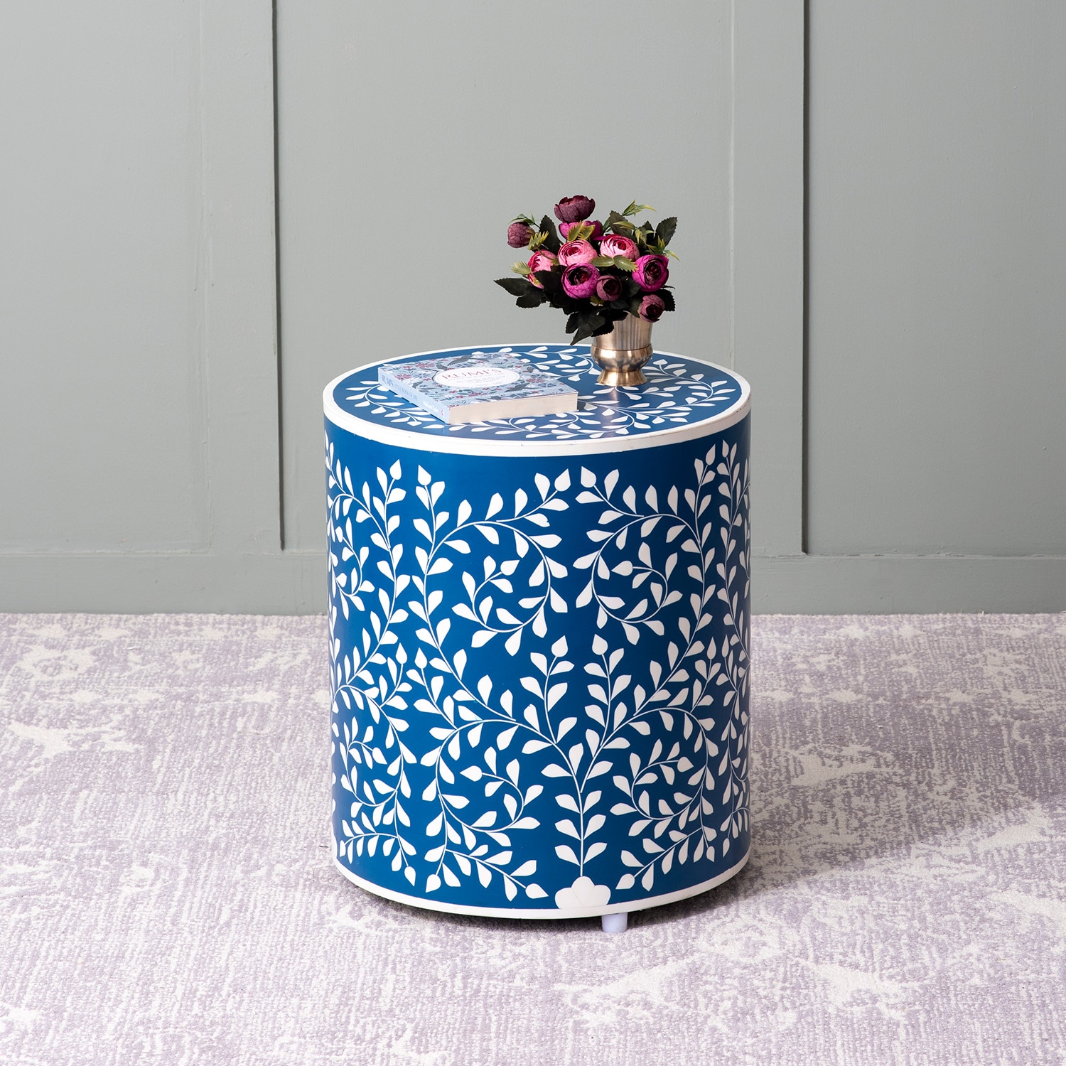 Unique Floral Bone Inlay Design Side Table - Nestroots