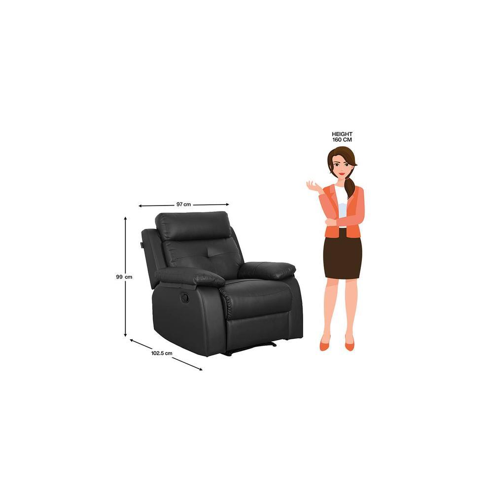 Ohio Leatherette One Seater Manual Recliner in Black Colour