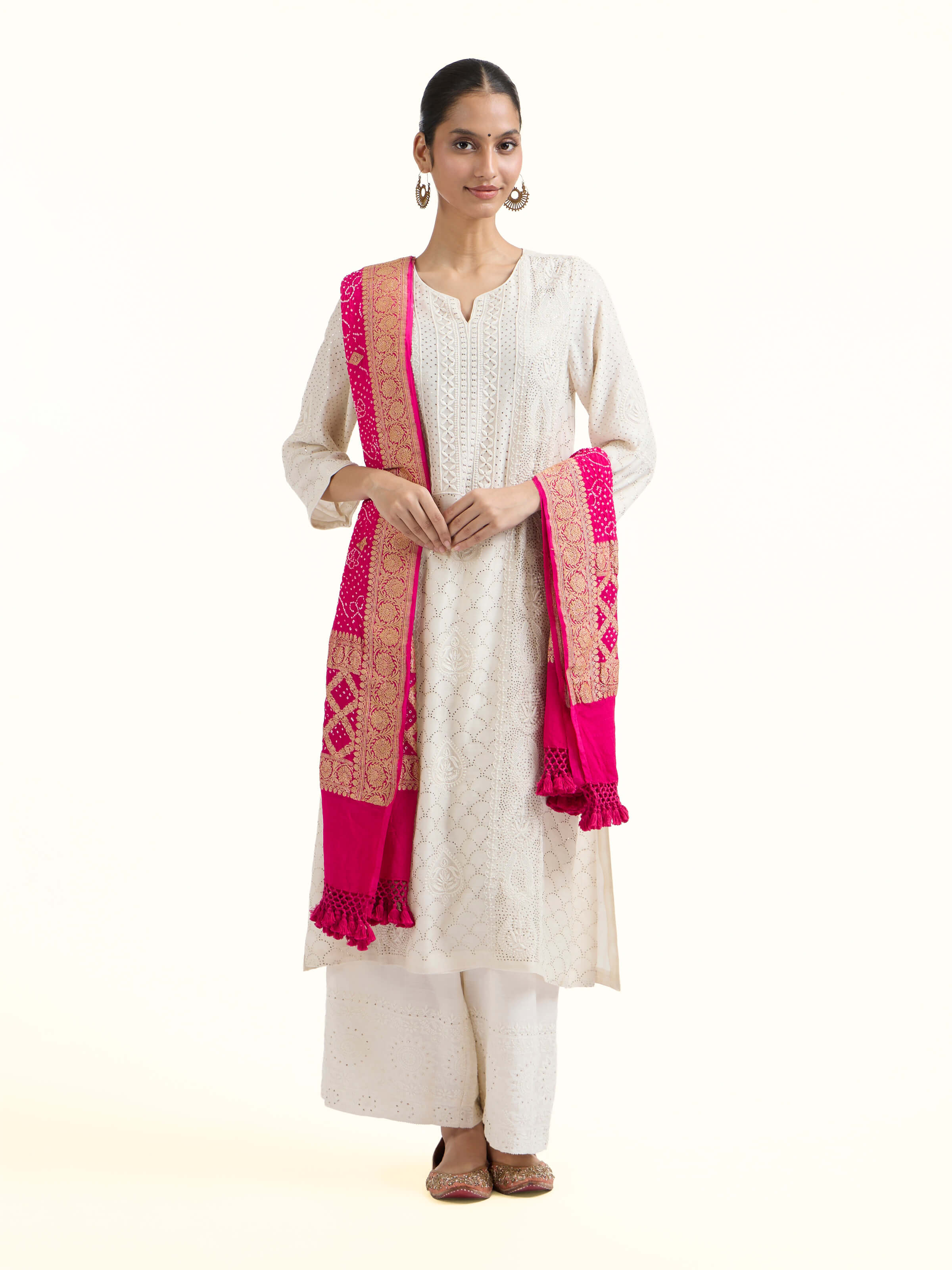 Pink Bandhani Tie & Dye Dupatta