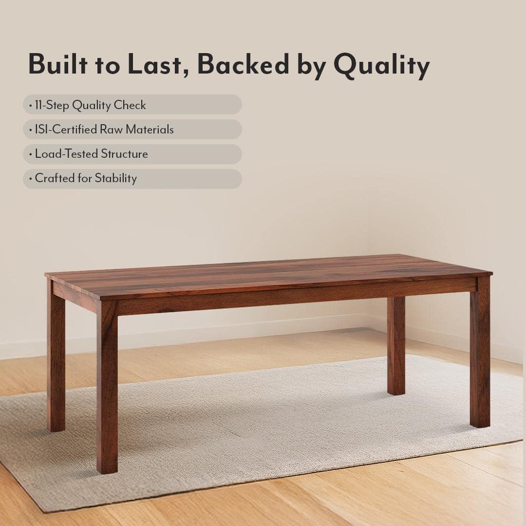 Arlo Teak Wood 8 Seater Dining Table in Teak Finish