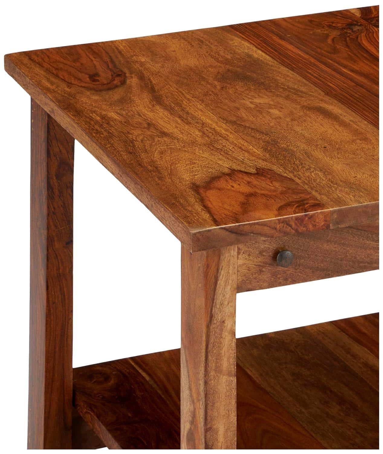 Camden Sheesham Wood Contemporary Square Coffee Table In Natural Teak Finish