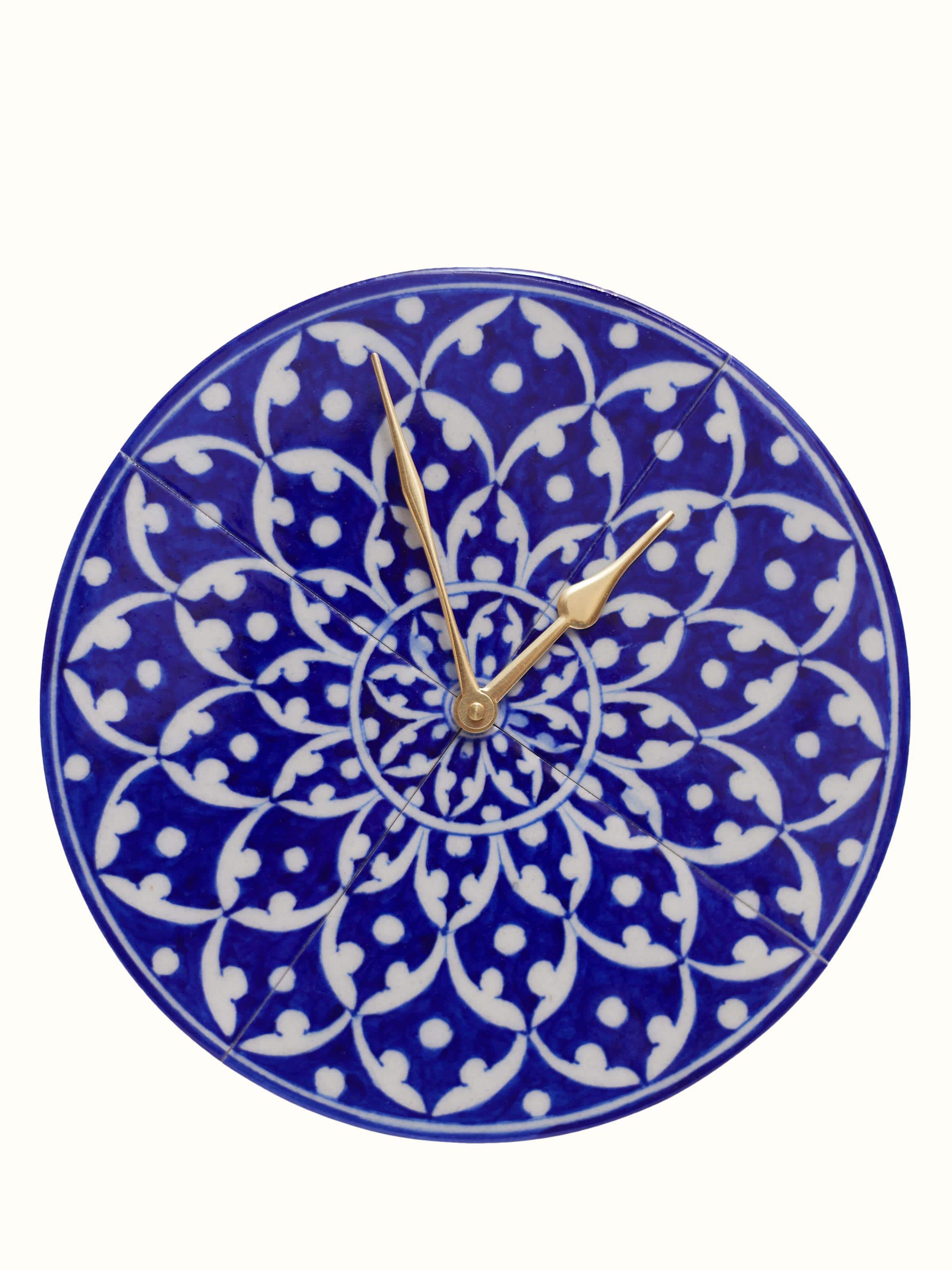 Blue Pottery Ceramic Wall Clock
