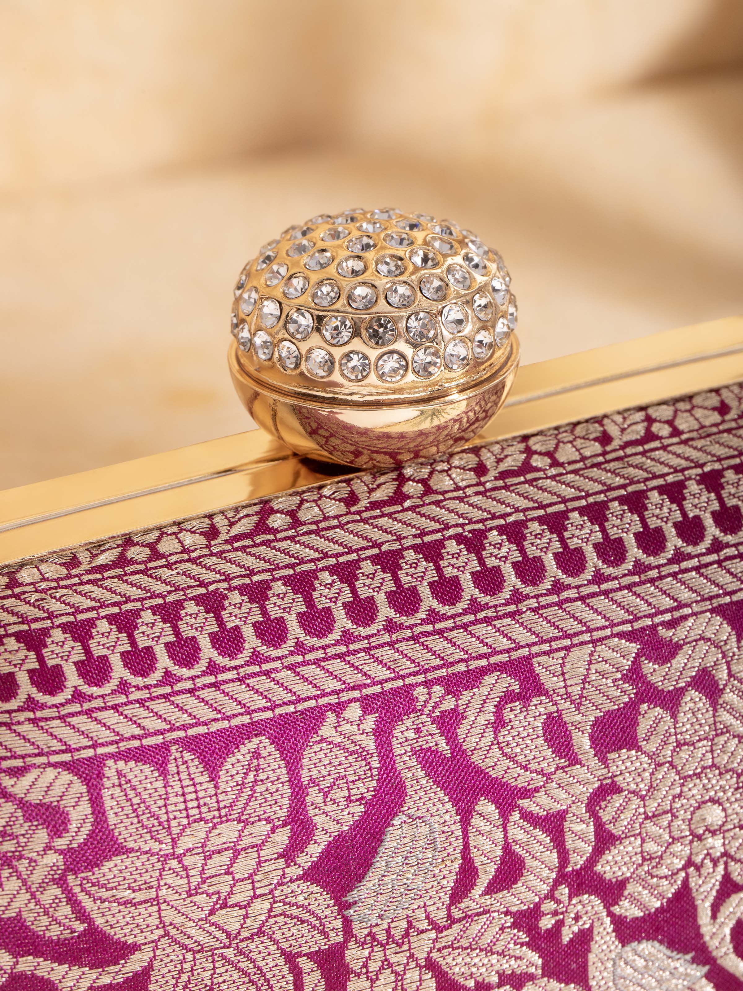 Red Handwoven Handwoven Brocade Clutch