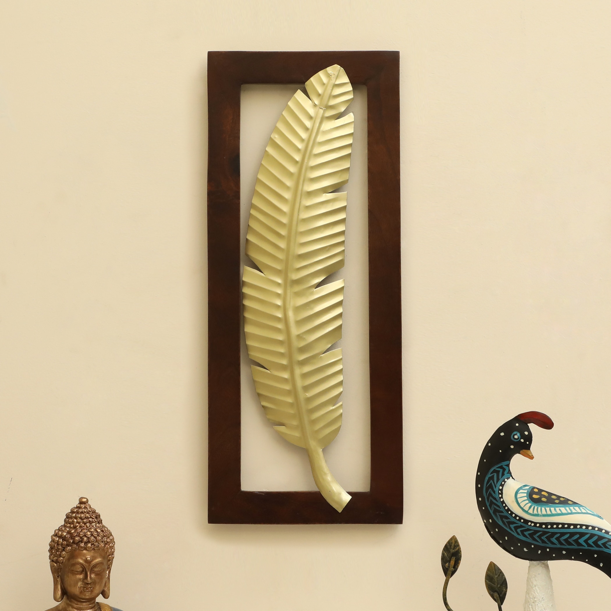 W-Alan Abstract Metal Wall Decor in Gold Set of 1 - Vedas Exports