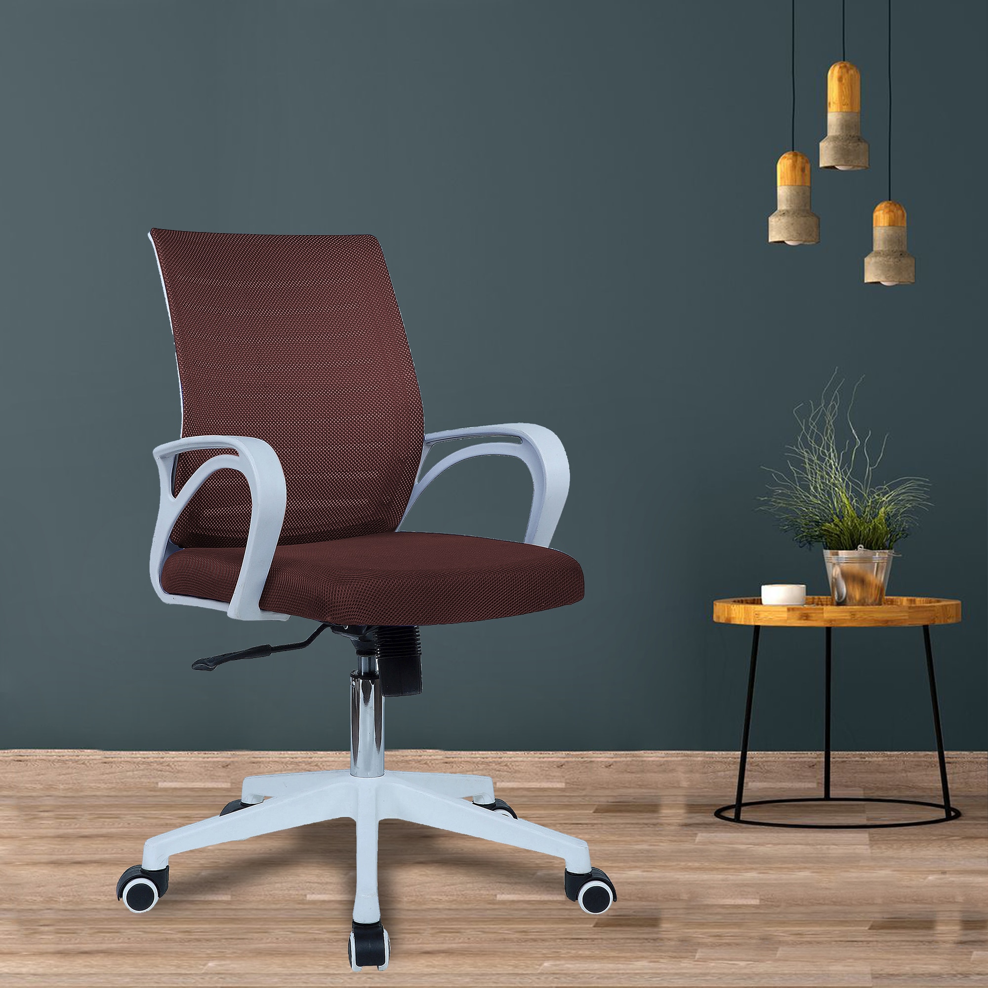 Mmarveal Mid Back Ergonomic Chair in Brown Colour
